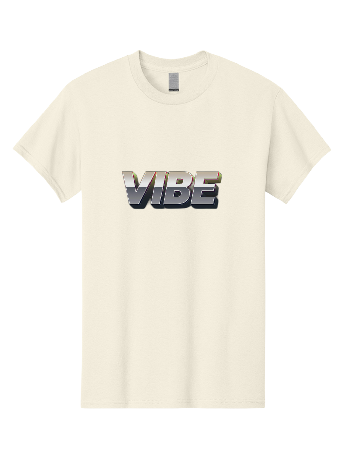 Vibe Men'S Graphic Tee, 100% Cotton, Comfortable Casual Summer Wear, Machine Washable, Vibe, Silver Text, Modern Font, Bold Typography, Sleek Design, Futuristic Style, Trendy Aesthetic, Contemporary Graphics, 3D Effect, Metallic Finish Bab571