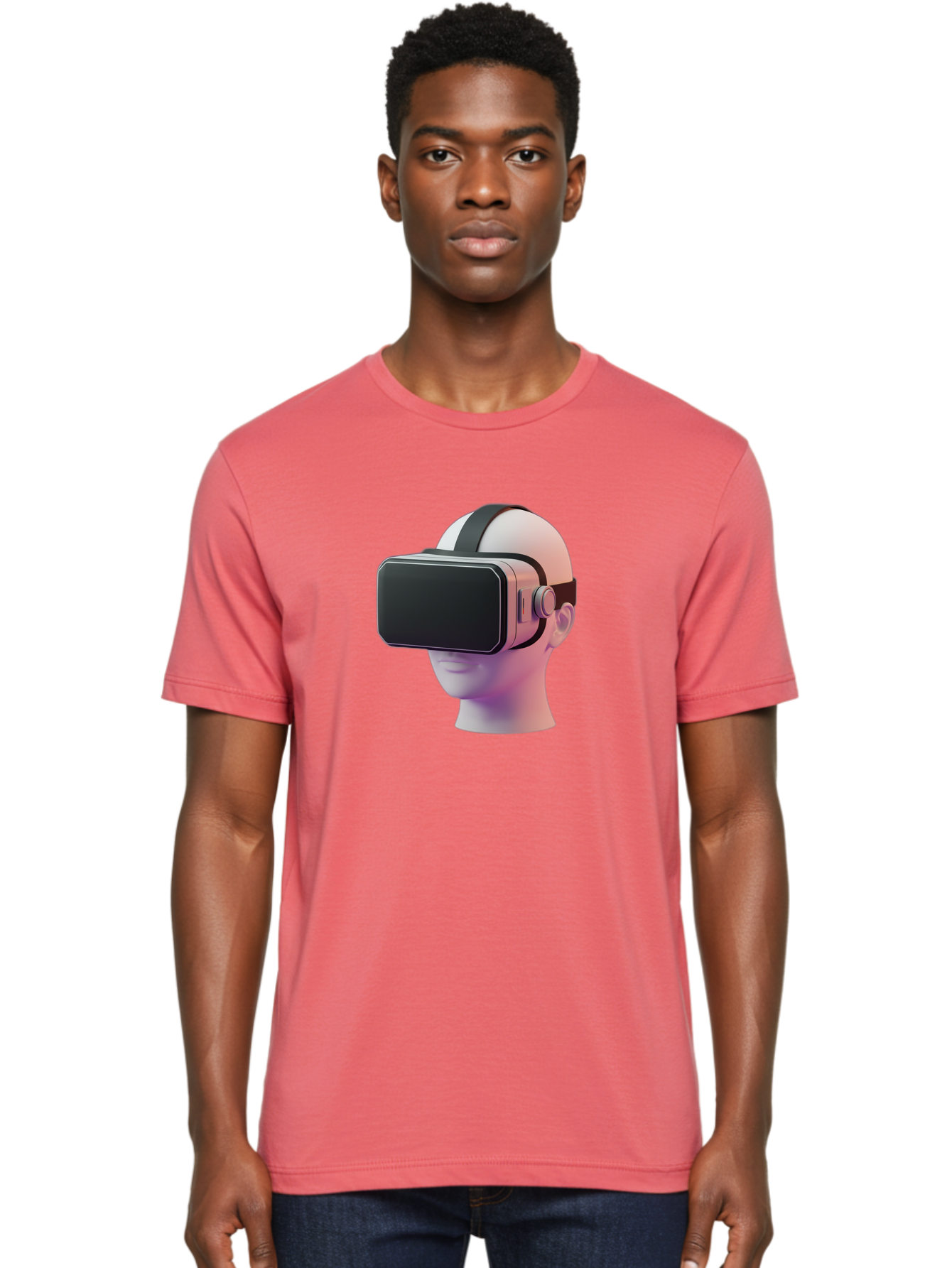Vr-Headset-Mannequin Men'S Graphic Tee, 100% Cotton, Comfortable Casual Summer Wear, Machine Washable, Virtual Reality Headset, Vr Technology, Futuristic Design, Sleek Black, Modern Gadgets, Gaming, Immersive Experience, Innovative Tech Bab573