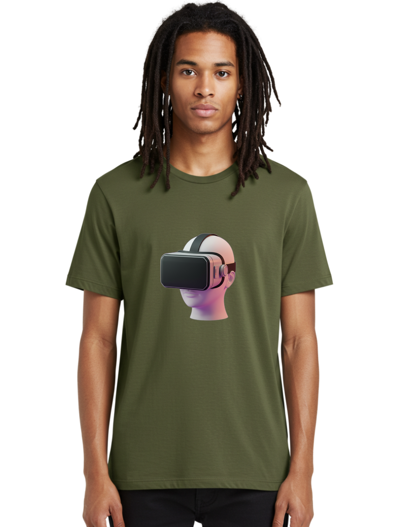 Vr-Headset-Mannequin Men'S Graphic Tee, 100% Cotton, Comfortable Casual Summer Wear, Machine Washable, Virtual Reality Headset, Vr Technology, Futuristic Design, Sleek Black, Modern Gadgets, Gaming, Immersive Experience, Innovative Tech Bab573