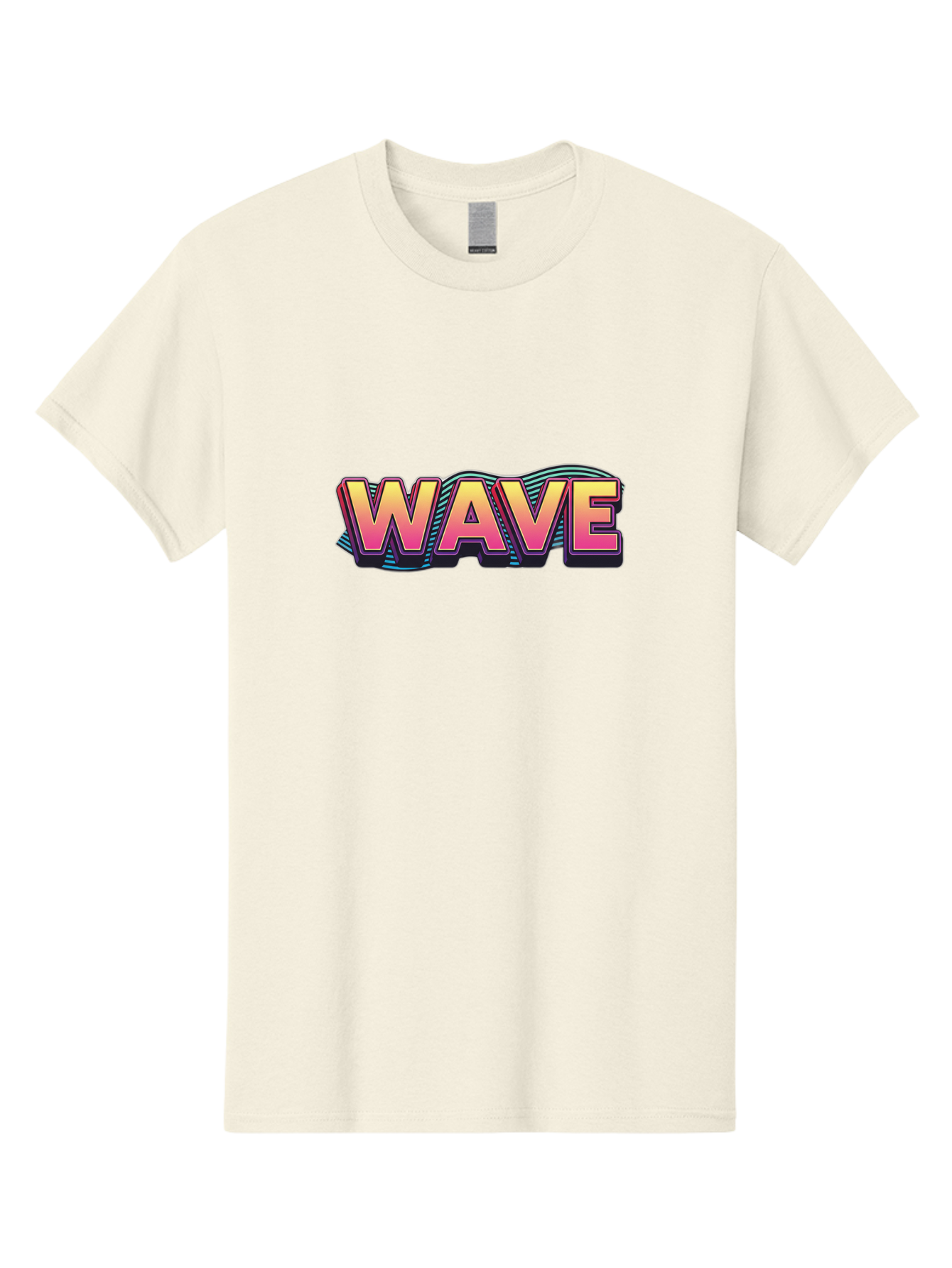 Wave Men'S Graphic Tee, 100% Cotton, Comfortable Casual Summer Wear, Machine Washable, Stylish Typography, Gradient Text, Wavy Design, Vibrant Colors, Modern Graphics, Bold Font, Retro Aesthetic, Colorful Illustration Bab578