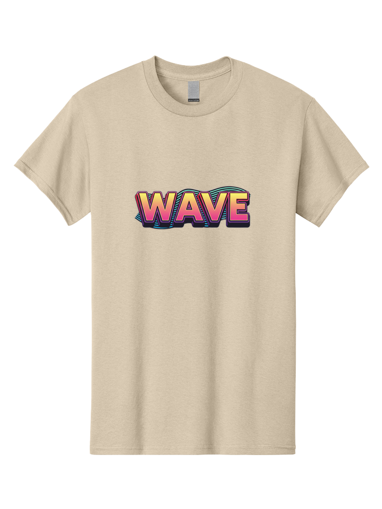 Wave Men'S Graphic Tee, 100% Cotton, Comfortable Casual Summer Wear, Machine Washable, Stylish Typography, Gradient Text, Wavy Design, Vibrant Colors, Modern Graphics, Bold Font, Retro Aesthetic, Colorful Illustration Bab578