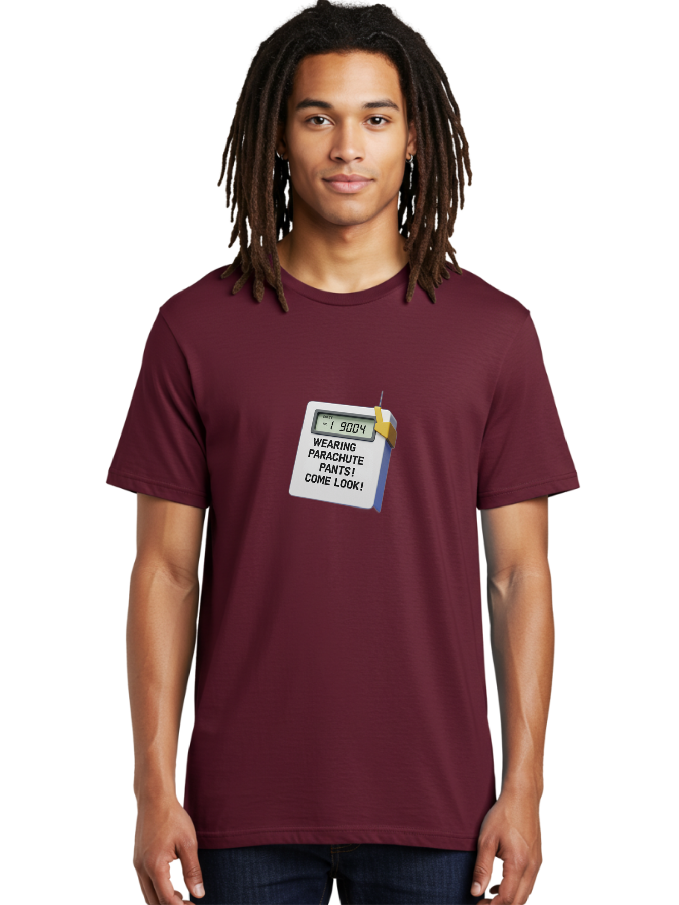Wearing-Parachute-Pants-Come-Look Men'S Graphic Tee, 100% Cotton, Comfortable Casual Summer Wear, Machine Washable, Digital Calendar, 3D Rendering, Novelty Calendar, Fun Text, Parachute Pants Reference, Retro Fashion, 90S Nostalgia, Bab579