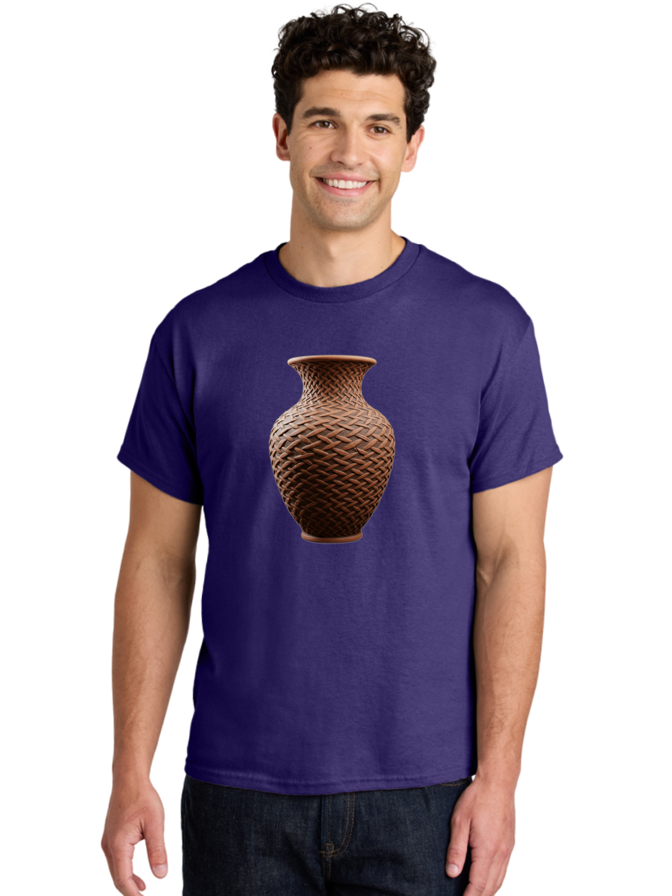 Wicker-Vase Men'S Graphic Tee, 100% Cotton, Comfortable Casual Summer Wear, Machine Washable, Woven Vase, Terracotta Pot, Earthy Tones, Woven Design, Traditional Craftsmanship, Handmade Pottery, Bohemian Decor, Rustic Charm, Home Decor Bab587