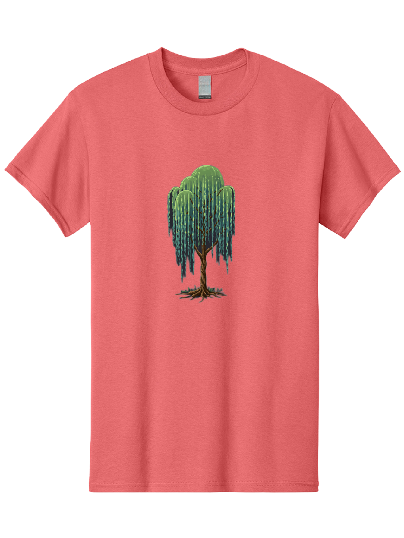 Willow-Tree Men'S Graphic Tee, 100% Cotton, Comfortable Casual Summer Wear, Machine Washable, Weeping Willow Tree, Twisted Trunk, Drooping Branches, Lush Foliage, Serene Landscape, Natural Scenery, Tree Roots Bab588