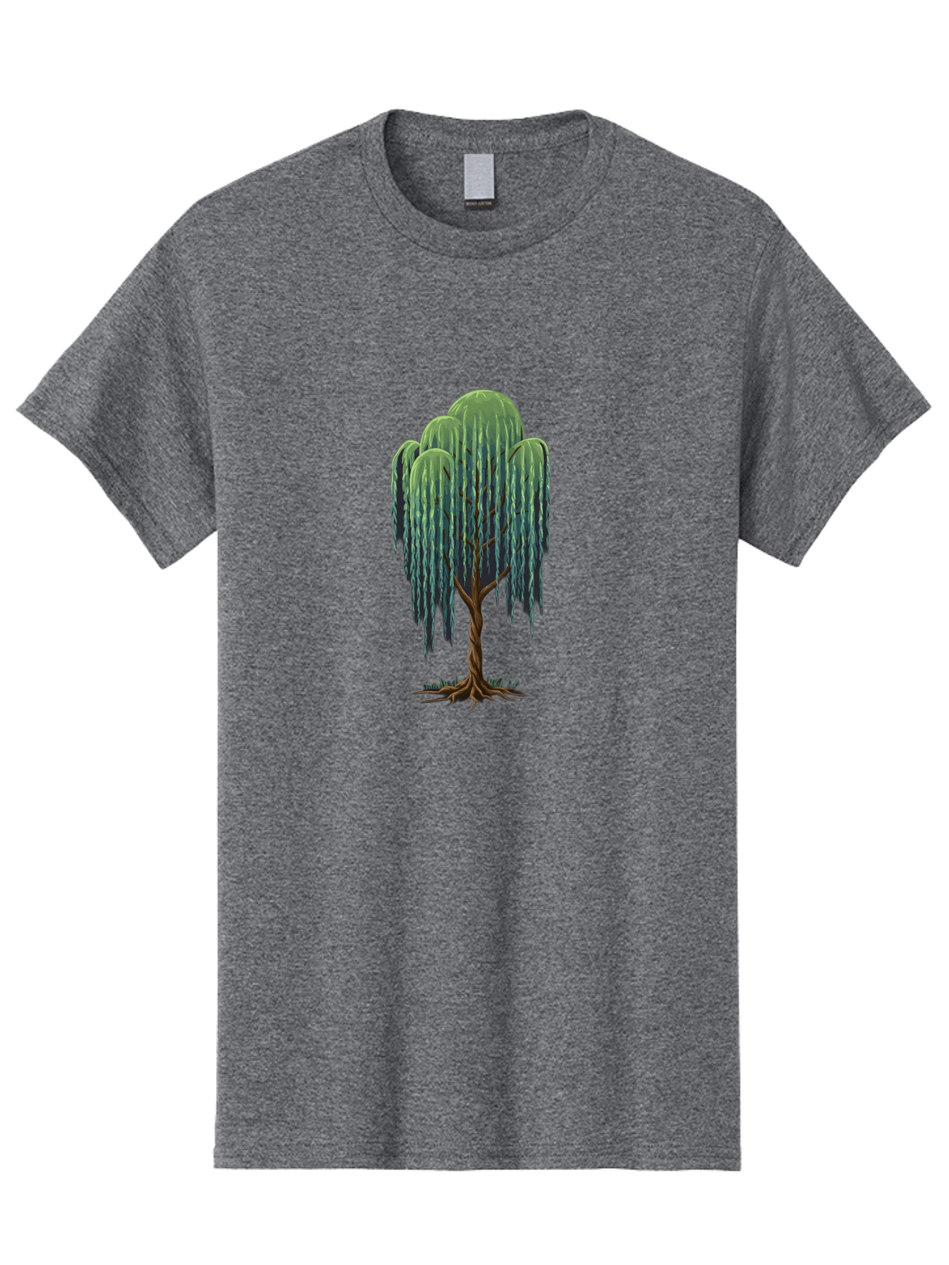 Willow-Tree Men'S Graphic Tee, 100% Cotton, Comfortable Casual Summer Wear, Machine Washable, Weeping Willow Tree, Twisted Trunk, Drooping Branches, Lush Foliage, Serene Landscape, Natural Scenery, Tree Roots Bab588
