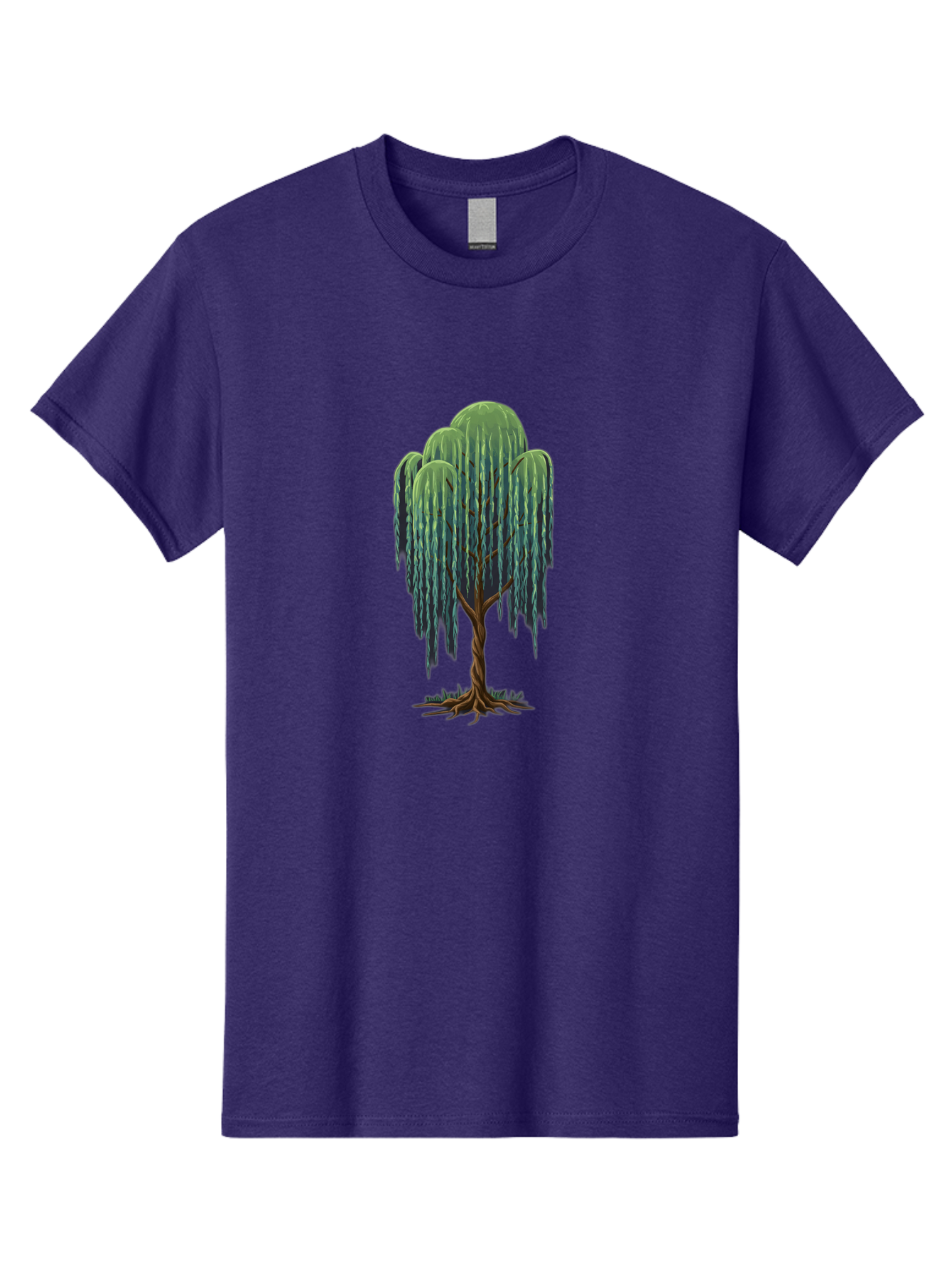 Willow-Tree Men'S Graphic Tee, 100% Cotton, Comfortable Casual Summer Wear, Machine Washable, Weeping Willow Tree, Twisted Trunk, Drooping Branches, Lush Foliage, Serene Landscape, Natural Scenery, Tree Roots Bab588