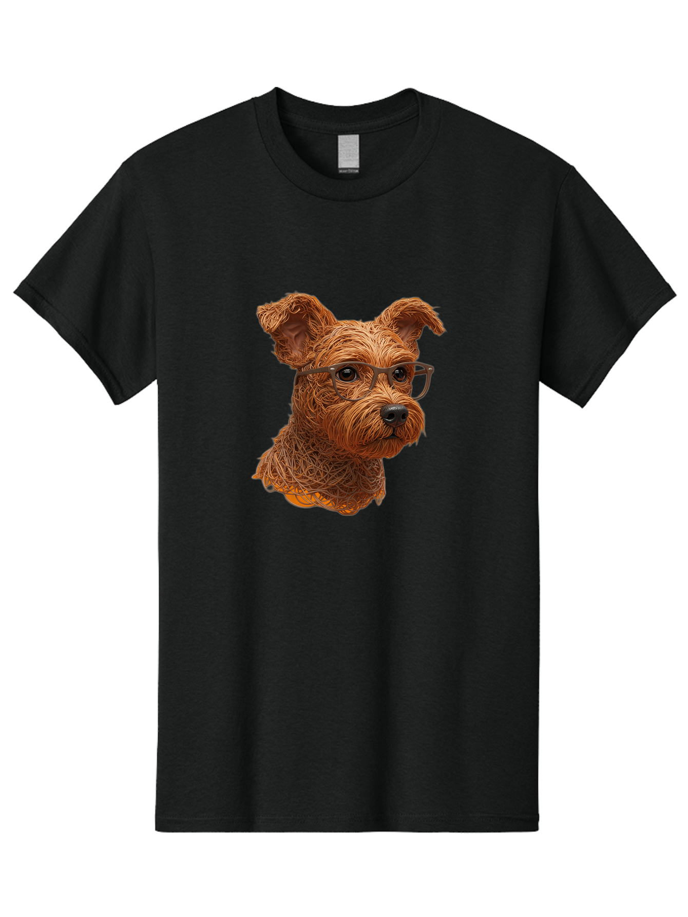 Wire-Dog-With-Glasses Men'S Graphic Tee, 100% Cotton, Comfortable Casual Summer Wear, Machine Washable, Dog Wearing Glasses, Wire Art Dog, Animal Portrait, Dog Portrait, Pet Illustration, Wire Sculpture, Creative Dog Art, Dog With Glasses, Bab589