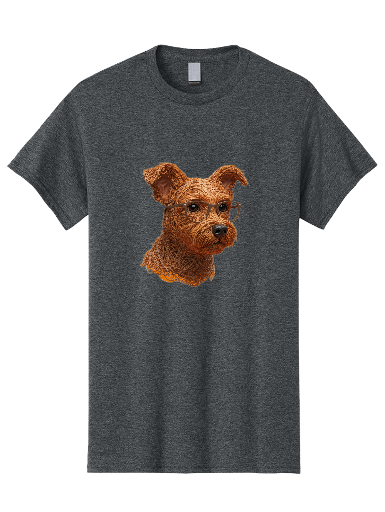 Wire-Dog-With-Glasses Men'S Graphic Tee, 100% Cotton, Comfortable Casual Summer Wear, Machine Washable, Dog Wearing Glasses, Wire Art Dog, Animal Portrait, Dog Portrait, Pet Illustration, Wire Sculpture, Creative Dog Art, Dog With Glasses, Bab589