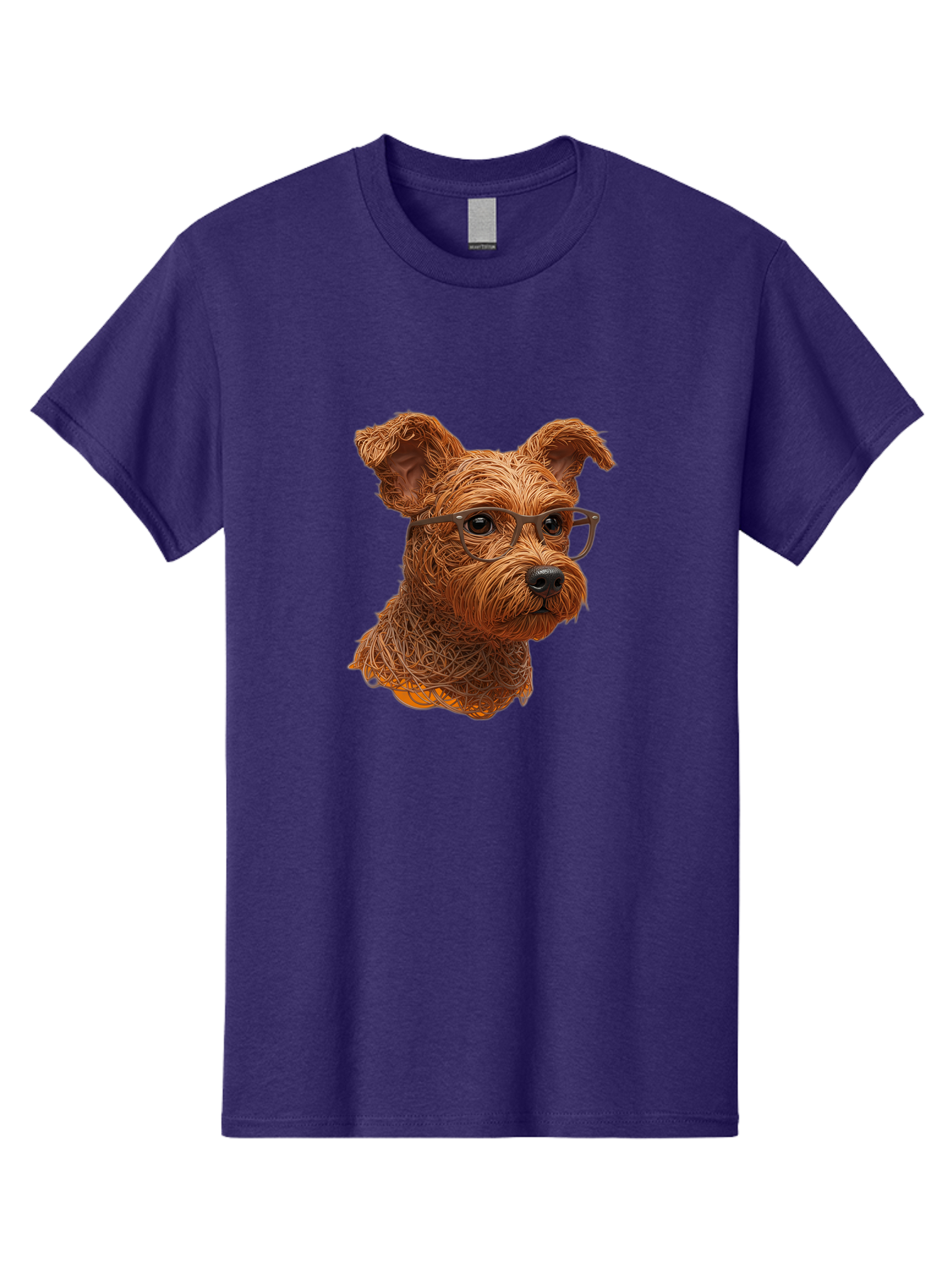 Wire-Dog-With-Glasses Men'S Graphic Tee, 100% Cotton, Comfortable Casual Summer Wear, Machine Washable, Dog Wearing Glasses, Wire Art Dog, Animal Portrait, Dog Portrait, Pet Illustration, Wire Sculpture, Creative Dog Art, Dog With Glasses, Bab589