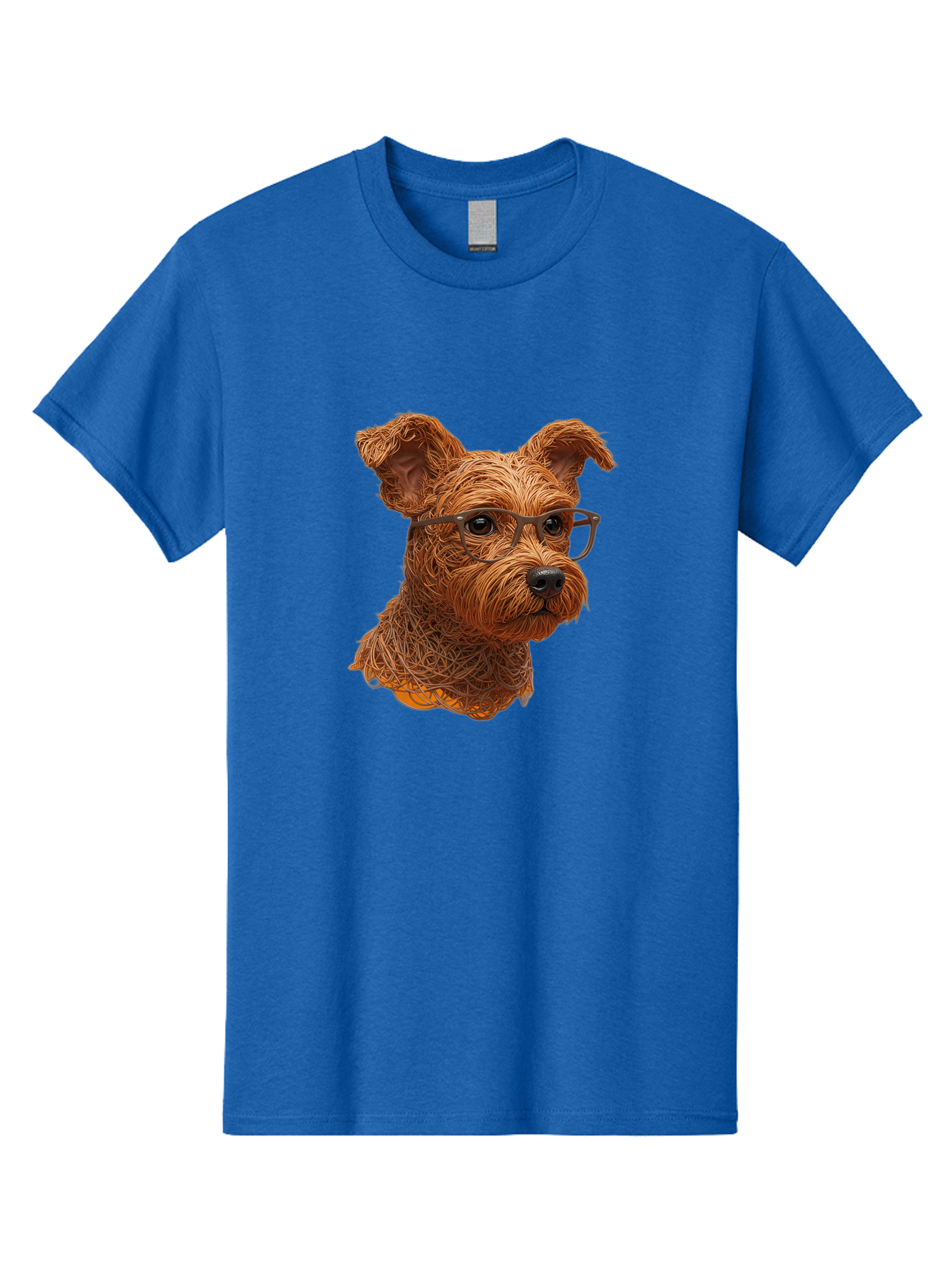 Wire-Dog-With-Glasses Men'S Graphic Tee, 100% Cotton, Comfortable Casual Summer Wear, Machine Washable, Dog Wearing Glasses, Wire Art Dog, Animal Portrait, Dog Portrait, Pet Illustration, Wire Sculpture, Creative Dog Art, Dog With Glasses, Bab589