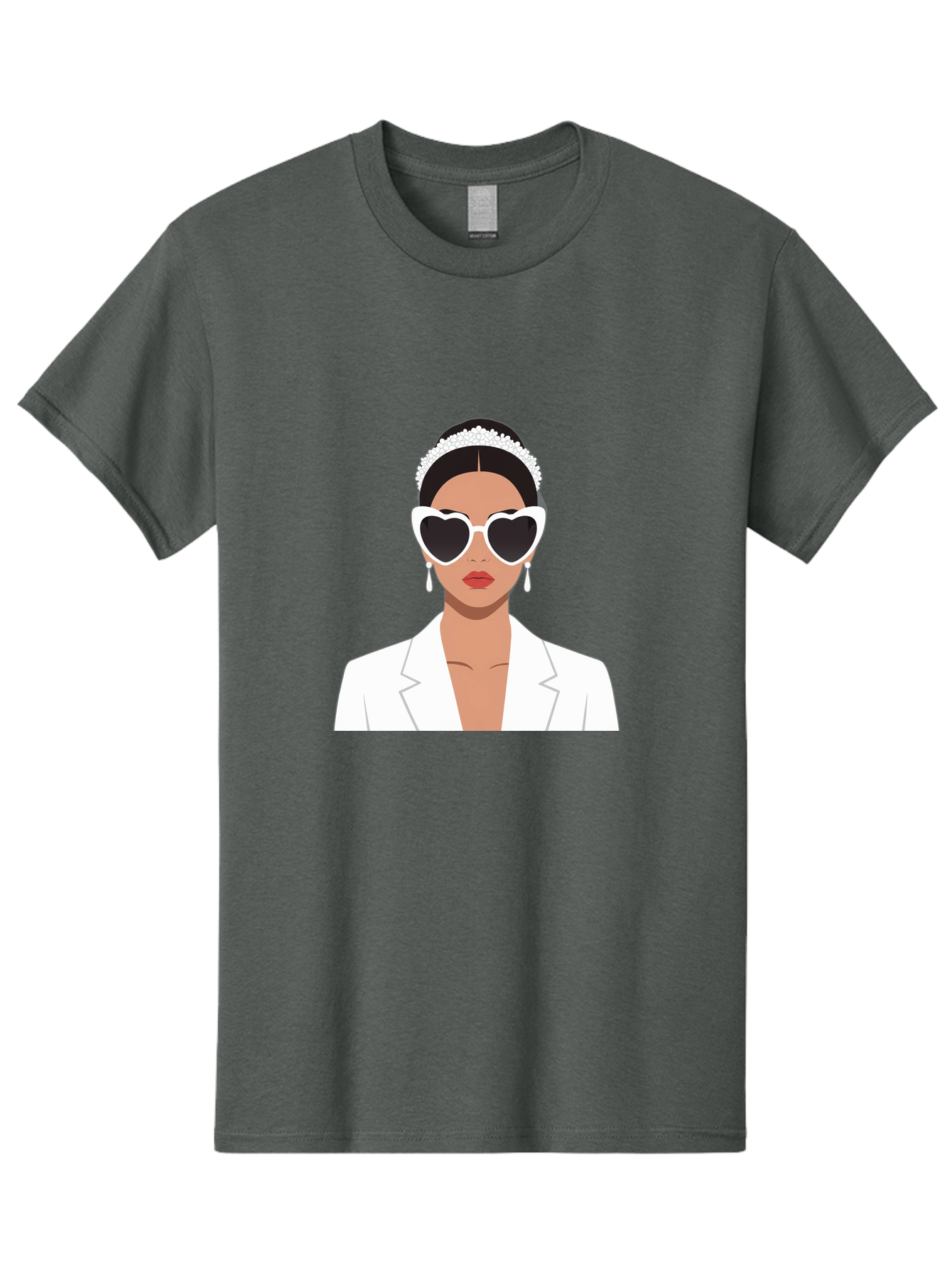Woman-In-White Men'S Graphic Tee, 100% Cotton, Comfortable Casual Summer Wear, Machine Washable, Fashionable Woman, Heart-Shaped Sunglasses, White Blazer, Elegant Jewelry, Stylish Accessory, Trendy Outfit, Glamorous, Sophisticated Style, Bab593