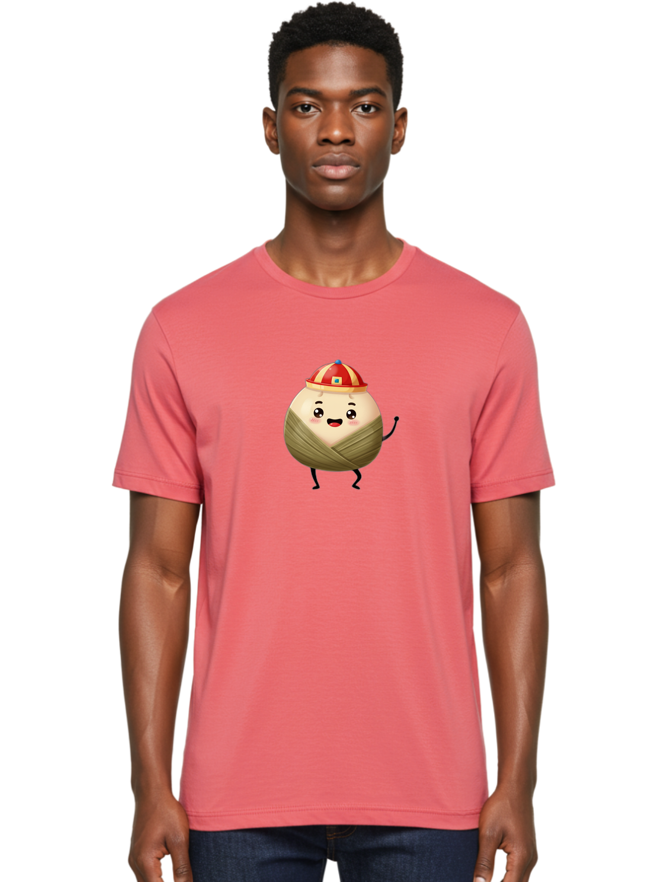Xiaolongbao-1 Men'S Graphic Tee, 100% Cotton, Comfortable Casual Summer Wear, Machine Washable, Cartoon Dumpling, Steamed Bun, Happy Face, Kawaii Character, Chinese Food, Cute Illustration, Wrapped Dumpling, Smiling Face, Dumpling Character, Bab596