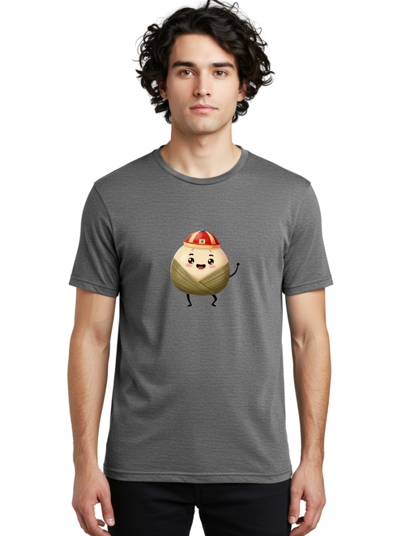 Xiaolongbao-1 Men'S Graphic Tee, 100% Cotton, Comfortable Casual Summer Wear, Machine Washable, Cartoon Dumpling, Steamed Bun, Happy Face, Kawaii Character, Chinese Food, Cute Illustration, Wrapped Dumpling, Smiling Face, Dumpling Character, Bab596
