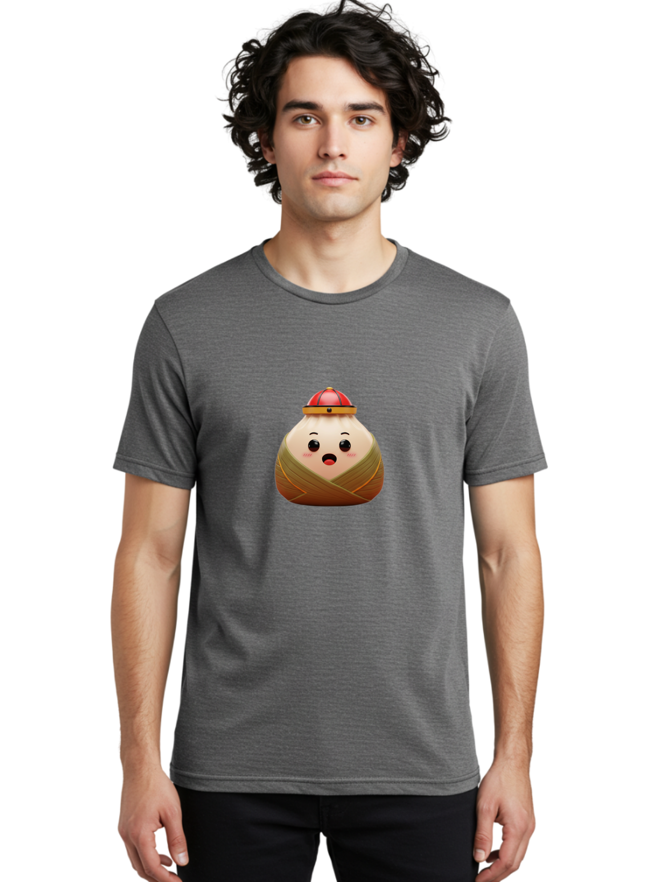 Xiaolongbao Men'S Graphic Tee, 100% Cotton, Comfortable Casual Summer Wear, Machine Washable, Cartoon Xiaolongbao, Chinese Dumpling, Steamed Bun, Surprised Expression, Adorable Character, Kawaii Food, Culinary Delight, Soup Dumpling Bab597