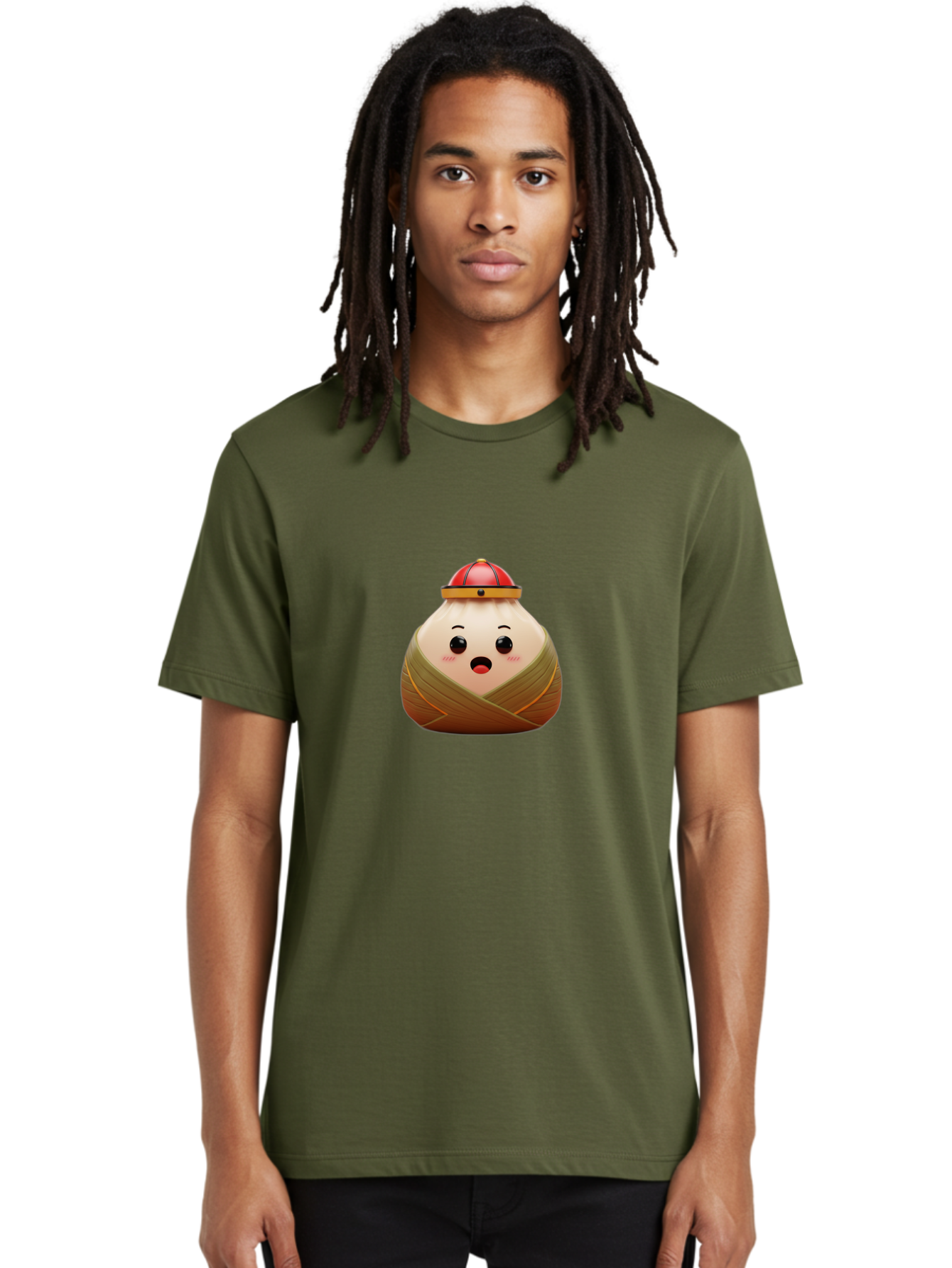 Xiaolongbao Men'S Graphic Tee, 100% Cotton, Comfortable Casual Summer Wear, Machine Washable, Cartoon Xiaolongbao, Chinese Dumpling, Steamed Bun, Surprised Expression, Adorable Character, Kawaii Food, Culinary Delight, Soup Dumpling Bab597