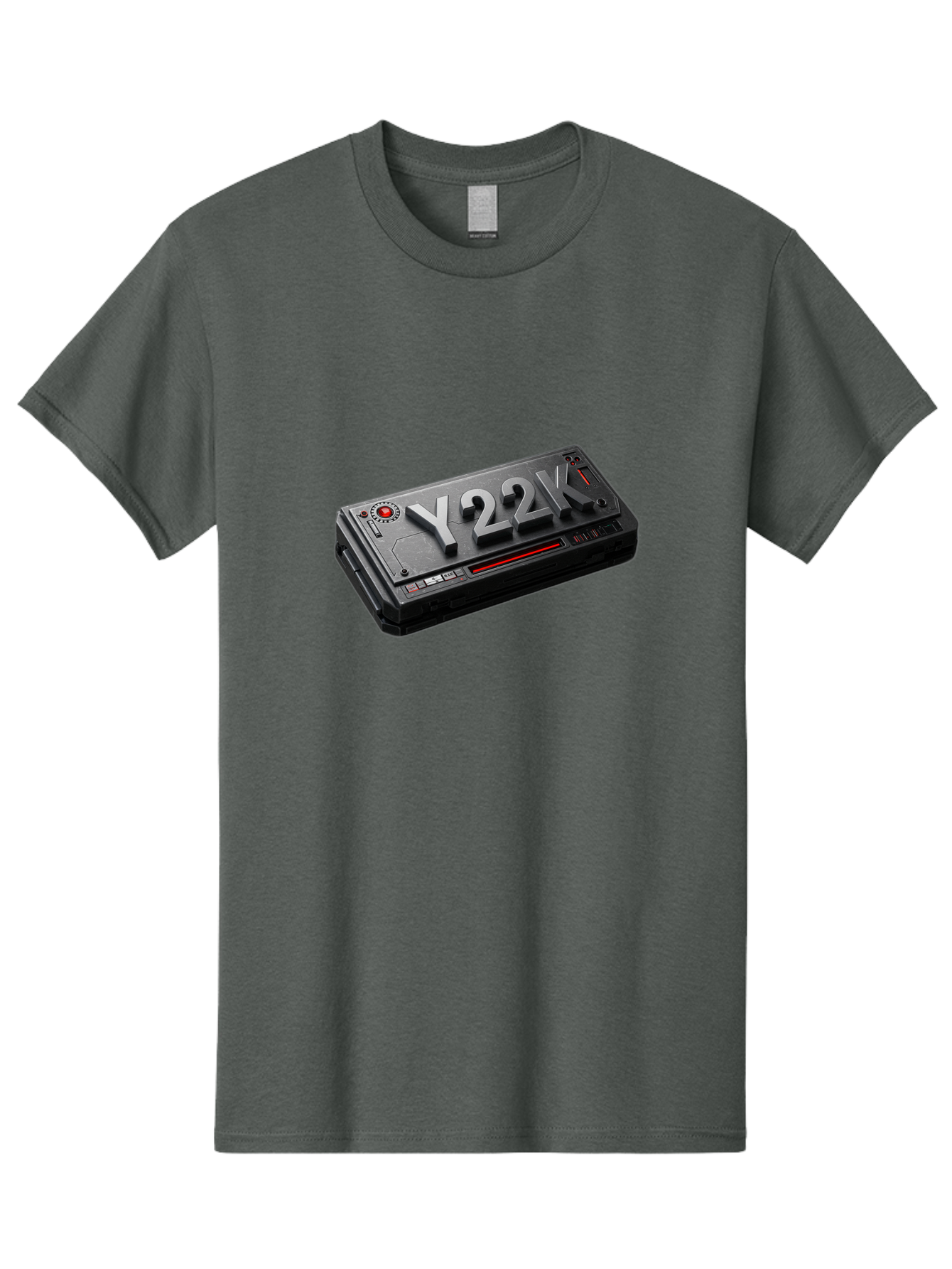 Y22K Men'S Graphic Tee, 100% Cotton, Comfortable Casual Summer Wear, Machine Washable, Futuristic Device, Y22K, Technology, Cyberpunk, Sleek Design, Metallic Surface, Red Accents, Futuristic Tech, Innovative Gadget, High-Tech Equipment, Bab598