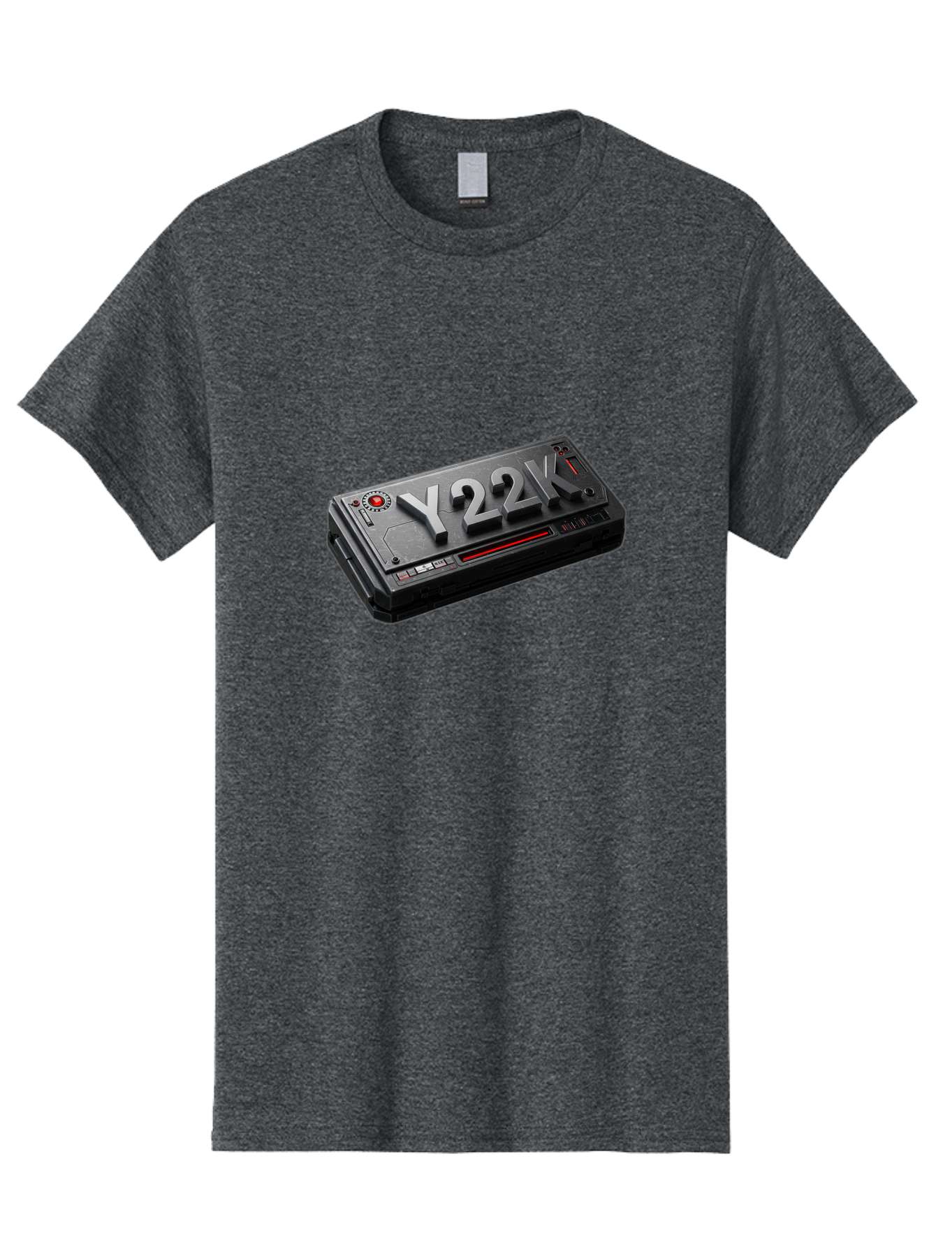 Y22K Men'S Graphic Tee, 100% Cotton, Comfortable Casual Summer Wear, Machine Washable, Futuristic Device, Y22K, Technology, Cyberpunk, Sleek Design, Metallic Surface, Red Accents, Futuristic Tech, Innovative Gadget, High-Tech Equipment, Bab598