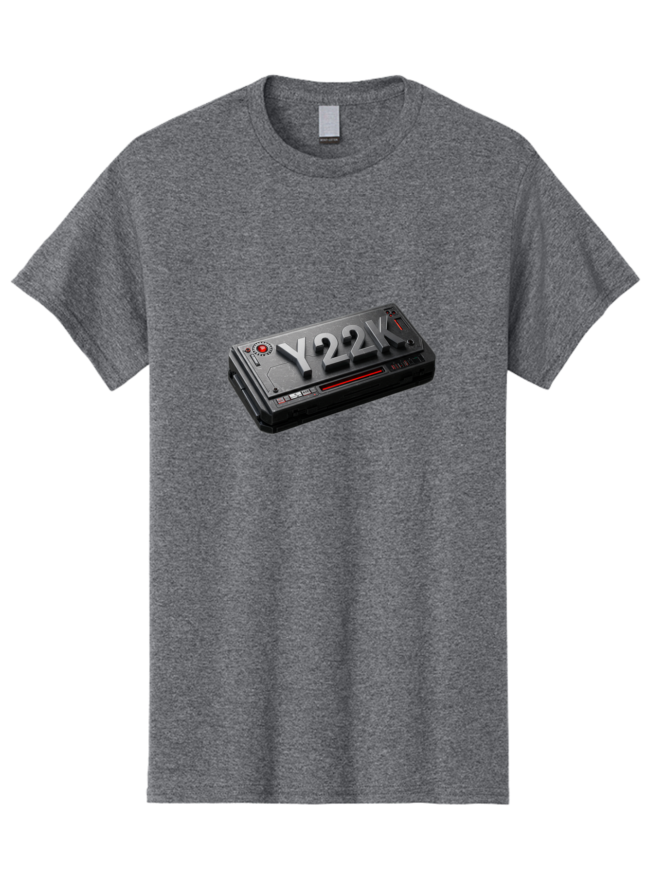 Y22K Men'S Graphic Tee, 100% Cotton, Comfortable Casual Summer Wear, Machine Washable, Futuristic Device, Y22K, Technology, Cyberpunk, Sleek Design, Metallic Surface, Red Accents, Futuristic Tech, Innovative Gadget, High-Tech Equipment, Bab598