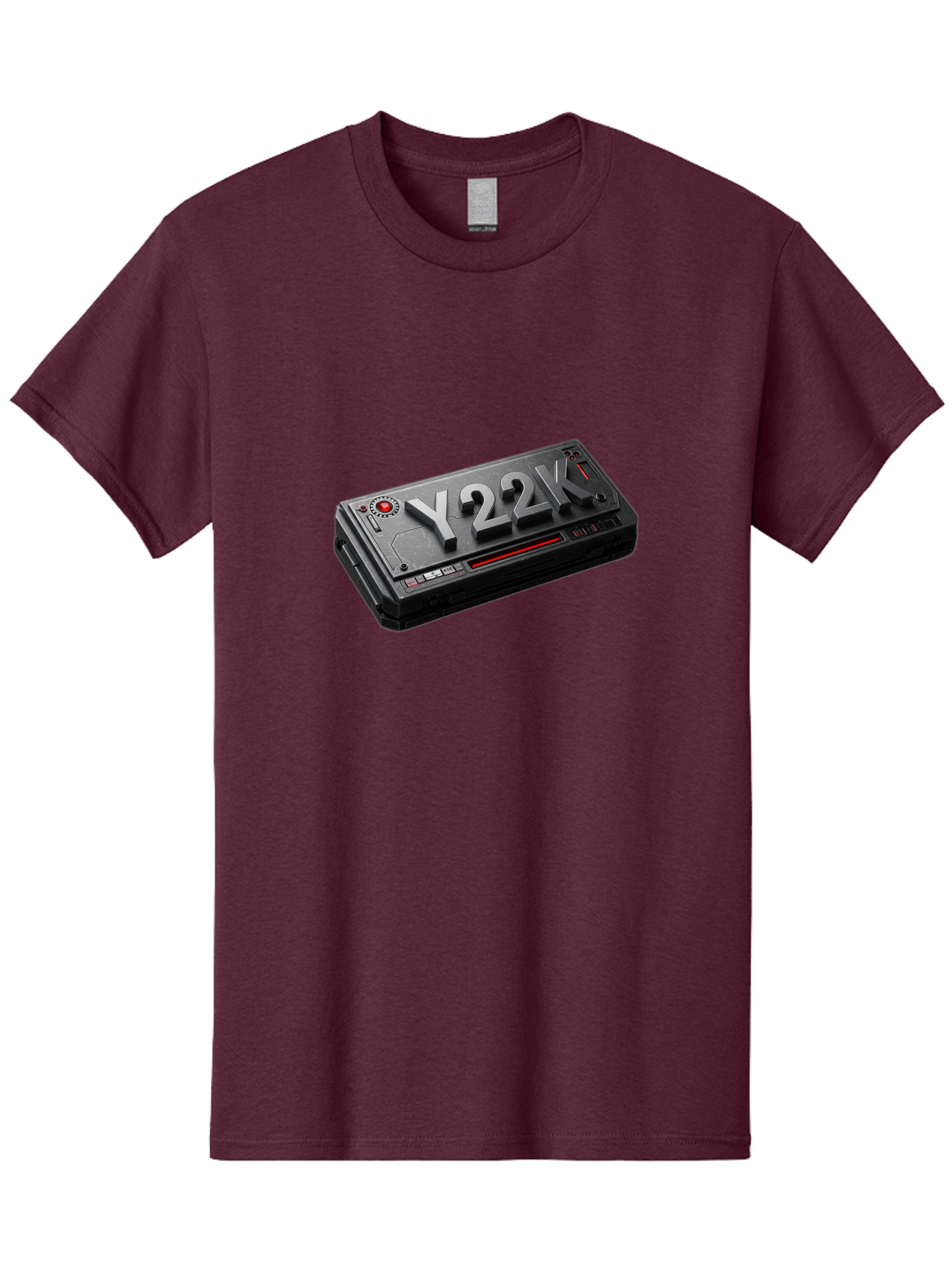 Y22K Men'S Graphic Tee, 100% Cotton, Comfortable Casual Summer Wear, Machine Washable, Futuristic Device, Y22K, Technology, Cyberpunk, Sleek Design, Metallic Surface, Red Accents, Futuristic Tech, Innovative Gadget, High-Tech Equipment, Bab598