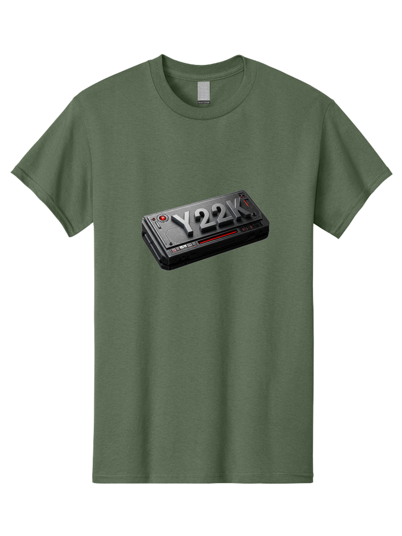Y22K Men'S Graphic Tee, 100% Cotton, Comfortable Casual Summer Wear, Machine Washable, Futuristic Device, Y22K, Technology, Cyberpunk, Sleek Design, Metallic Surface, Red Accents, Futuristic Tech, Innovative Gadget, High-Tech Equipment, Bab598