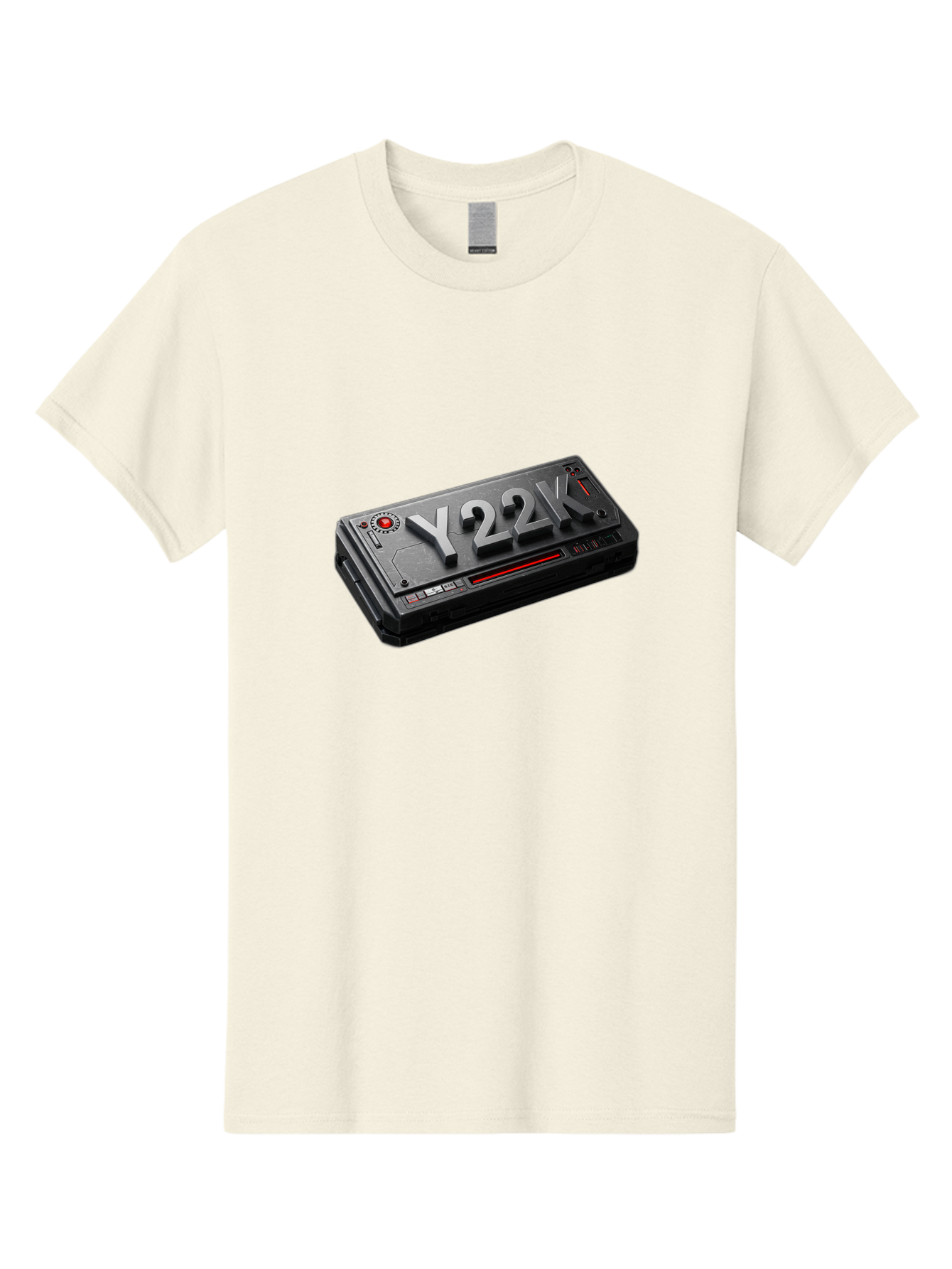 Y22K Men'S Graphic Tee, 100% Cotton, Comfortable Casual Summer Wear, Machine Washable, Futuristic Device, Y22K, Technology, Cyberpunk, Sleek Design, Metallic Surface, Red Accents, Futuristic Tech, Innovative Gadget, High-Tech Equipment, Bab598