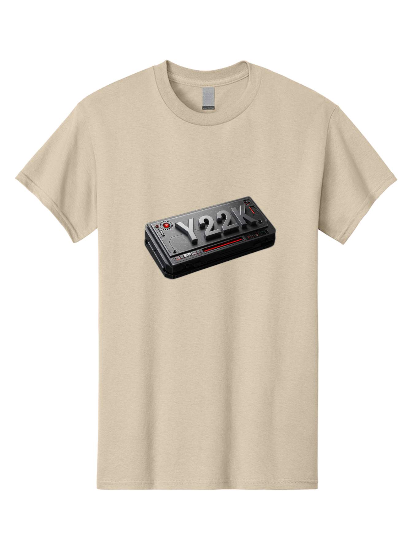 Y22K Men'S Graphic Tee, 100% Cotton, Comfortable Casual Summer Wear, Machine Washable, Futuristic Device, Y22K, Technology, Cyberpunk, Sleek Design, Metallic Surface, Red Accents, Futuristic Tech, Innovative Gadget, High-Tech Equipment, Bab598