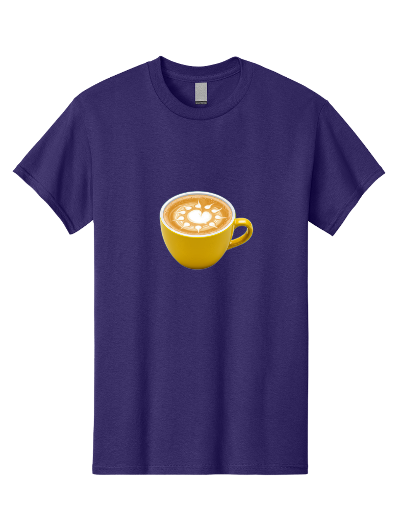 Yellow-Coffee-Cup Men'S Graphic Tee, 100% Cotton, Comfortable Casual Summer Wear, Machine Washable, Cappuccino Coffee, Latte Art, Yellow Mug, Coffee Drink, Foamy Texture, Sun Design, Heart-Shaped Pattern, Morning Coffee, Coffee Culture, Bab599