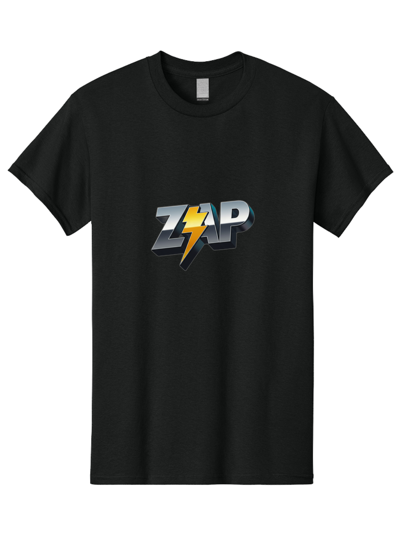 Zap Men'S Graphic Tee, 100% Cotton, Comfortable Casual Summer Wear, Machine Washable, Electrifying Logo, Bold Typography, Dynamic Design, Lightning Bolt, Modern Graphics, Energetic Vibe, Trendy Aesthetics, Silver And Gold Colors, 3D Effect, Bab600