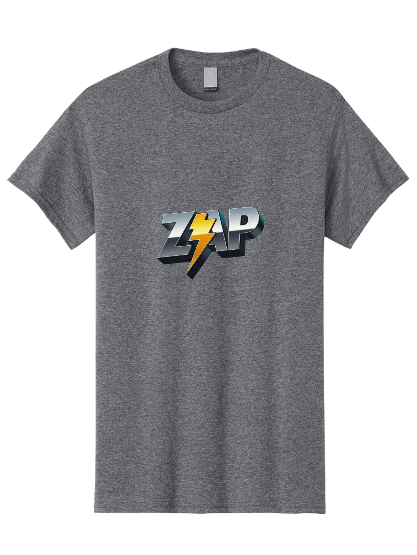 Zap Men'S Graphic Tee, 100% Cotton, Comfortable Casual Summer Wear, Machine Washable, Electrifying Logo, Bold Typography, Dynamic Design, Lightning Bolt, Modern Graphics, Energetic Vibe, Trendy Aesthetics, Silver And Gold Colors, 3D Effect, Bab600