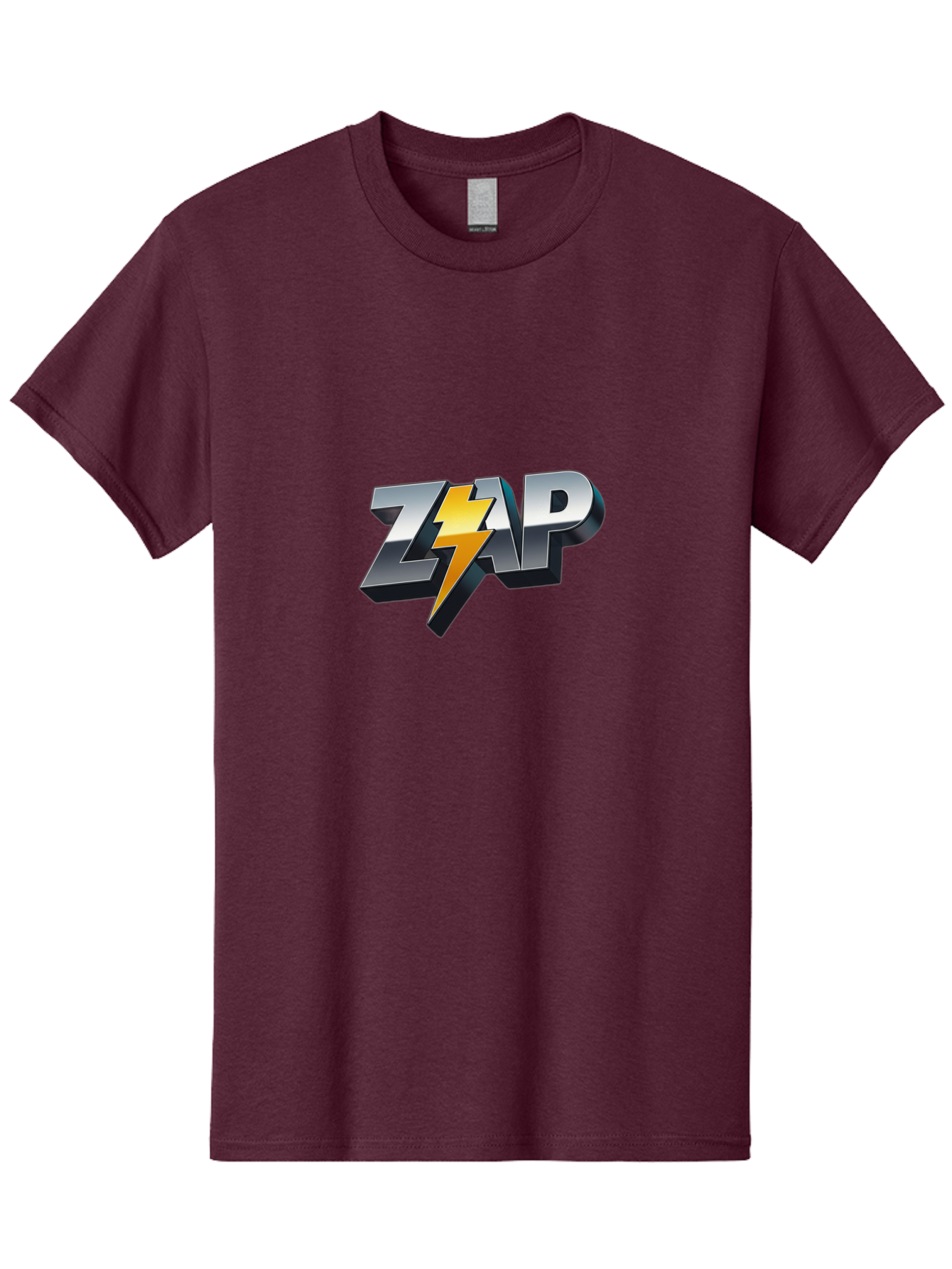 Zap Men'S Graphic Tee, 100% Cotton, Comfortable Casual Summer Wear, Machine Washable, Electrifying Logo, Bold Typography, Dynamic Design, Lightning Bolt, Modern Graphics, Energetic Vibe, Trendy Aesthetics, Silver And Gold Colors, 3D Effect, Bab600