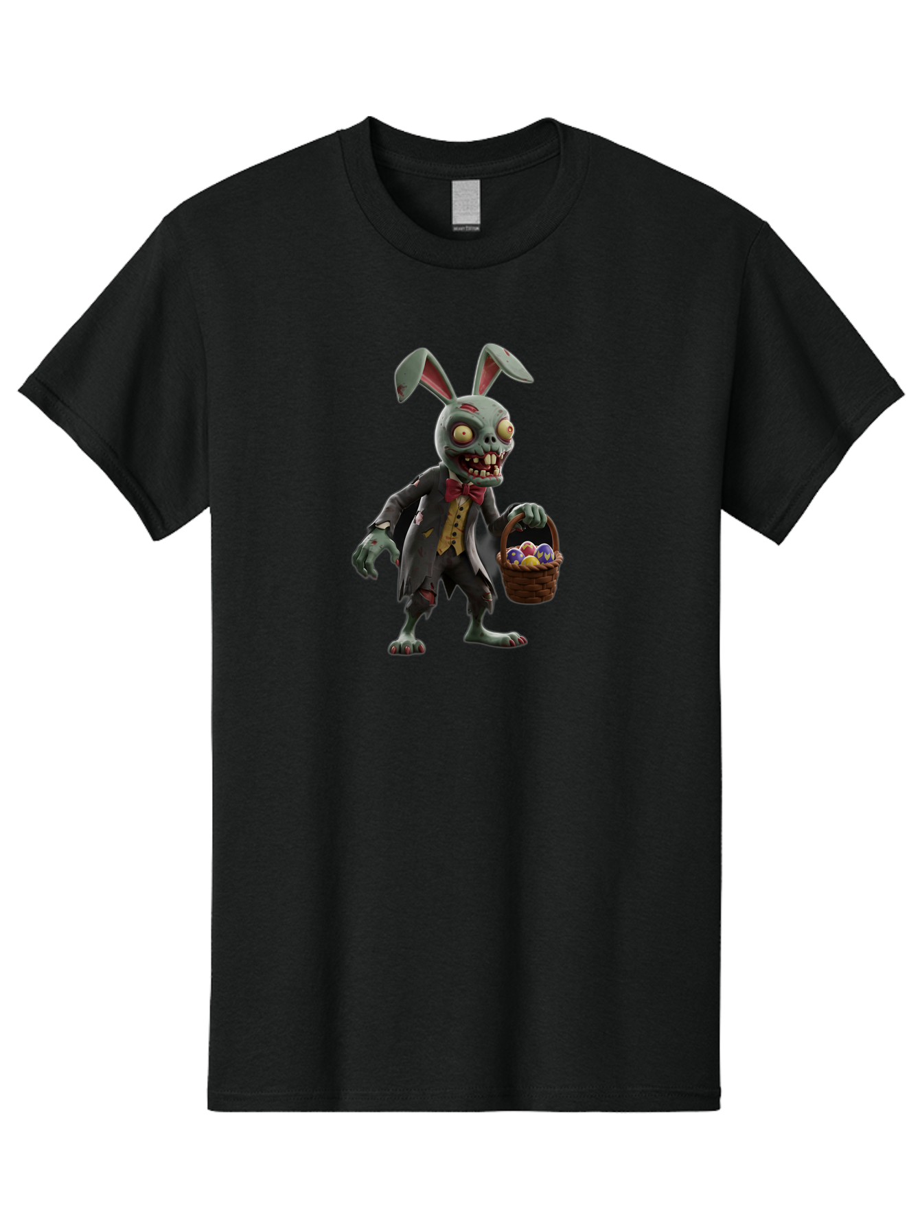 Zombie-Bunny Men'S Graphic Tee, 100% Cotton, Comfortable Casual Summer Wear, Machine Washable, Zombie Easter Bunny, Undead Rabbit, Easter Eggs, Horror Bunny, Creepy Rabbit, Zombie Character, Easter Basket, Colorful Eggs, Spooky Easter, Bab601