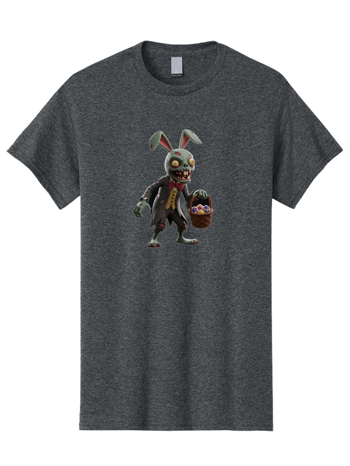 Zombie-Bunny Men'S Graphic Tee, 100% Cotton, Comfortable Casual Summer Wear, Machine Washable, Zombie Easter Bunny, Undead Rabbit, Easter Eggs, Horror Bunny, Creepy Rabbit, Zombie Character, Easter Basket, Colorful Eggs, Spooky Easter, Bab601