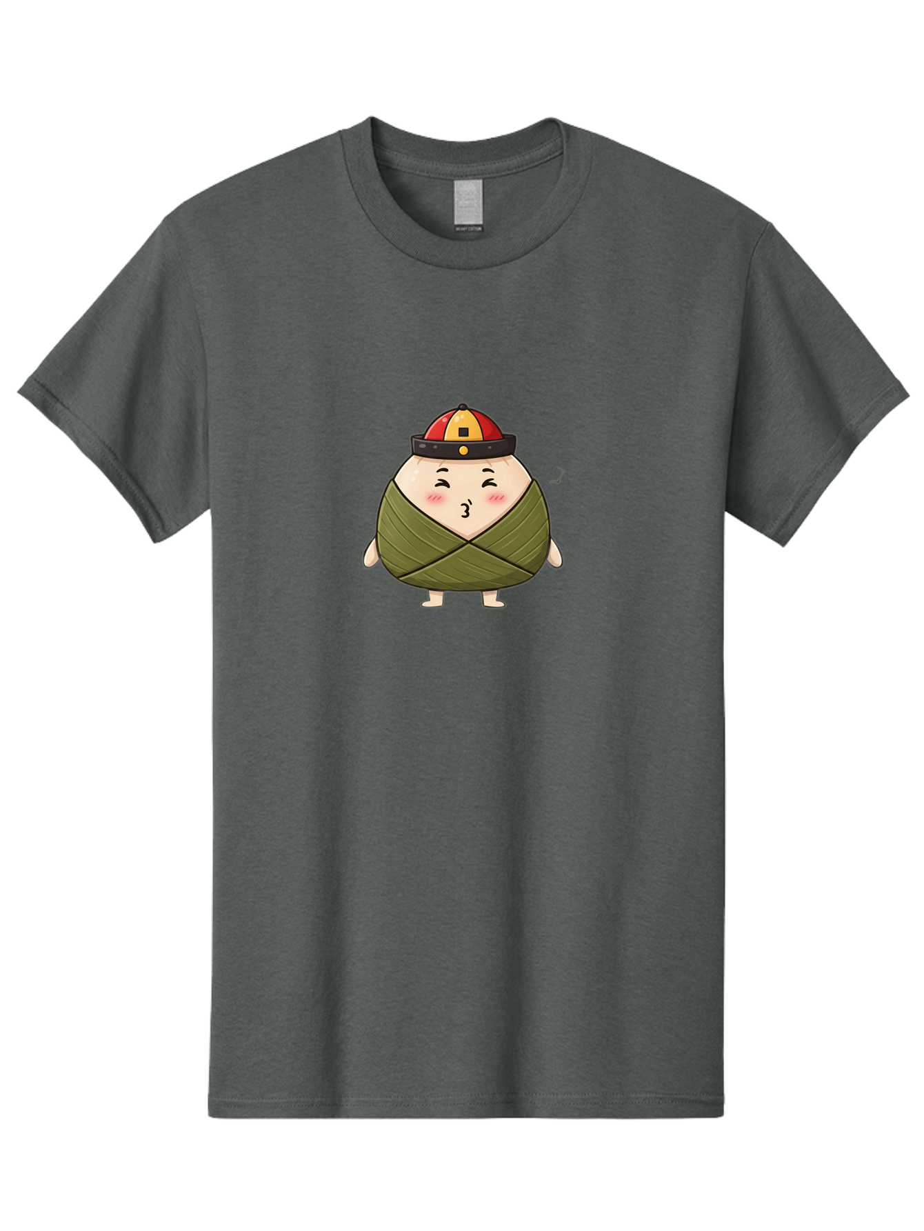 Zongzi-3 Men'S Graphic Tee, 100% Cotton, Comfortable Casual Summer Wear, Machine Washable, Cartoon Zongzi, Traditional Chinese Food, Wrapped Dumpling, Cute Character, Singing, Joyful Expression, Chinese Culture, Festival Treat, Bab604