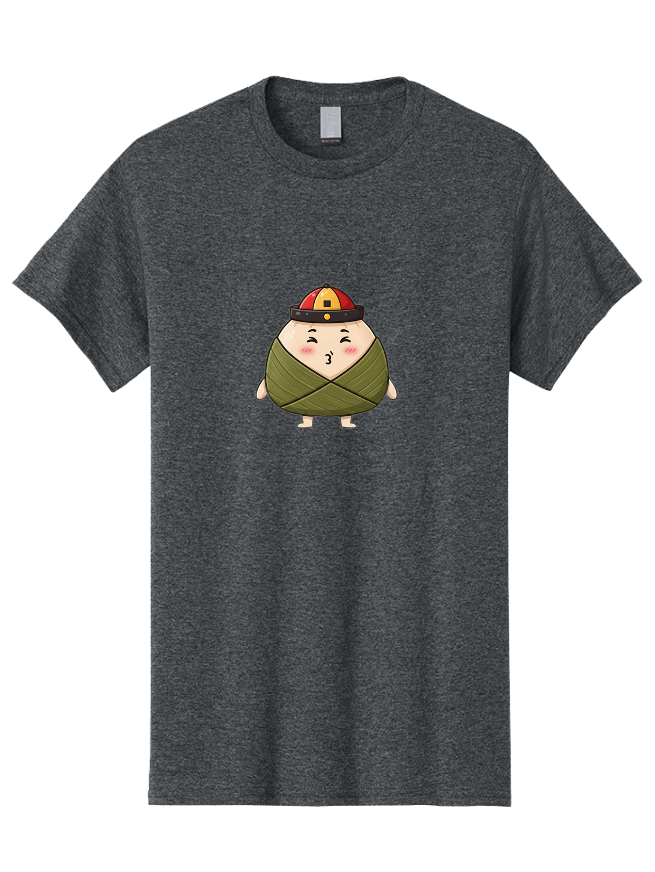 Zongzi-3 Men'S Graphic Tee, 100% Cotton, Comfortable Casual Summer Wear, Machine Washable, Cartoon Zongzi, Traditional Chinese Food, Wrapped Dumpling, Cute Character, Singing, Joyful Expression, Chinese Culture, Festival Treat, Bab604