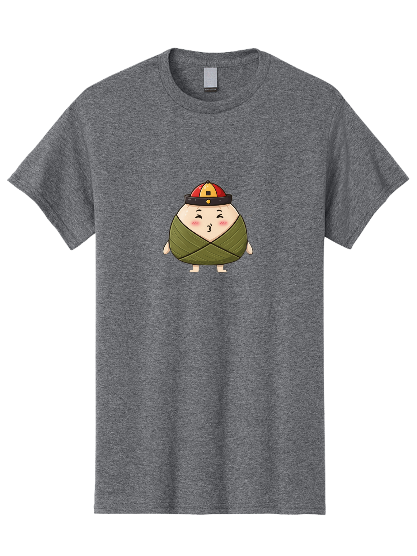 Zongzi-3 Men'S Graphic Tee, 100% Cotton, Comfortable Casual Summer Wear, Machine Washable, Cartoon Zongzi, Traditional Chinese Food, Wrapped Dumpling, Cute Character, Singing, Joyful Expression, Chinese Culture, Festival Treat, Bab604