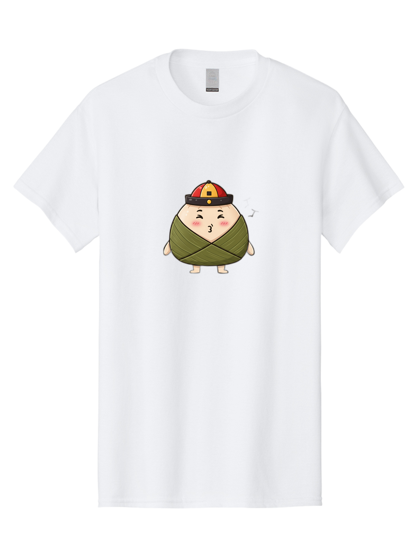 Zongzi-3 Men'S Graphic Tee, 100% Cotton, Comfortable Casual Summer Wear, Machine Washable, Cartoon Zongzi, Traditional Chinese Food, Wrapped Dumpling, Cute Character, Singing, Joyful Expression, Chinese Culture, Festival Treat, Bab604