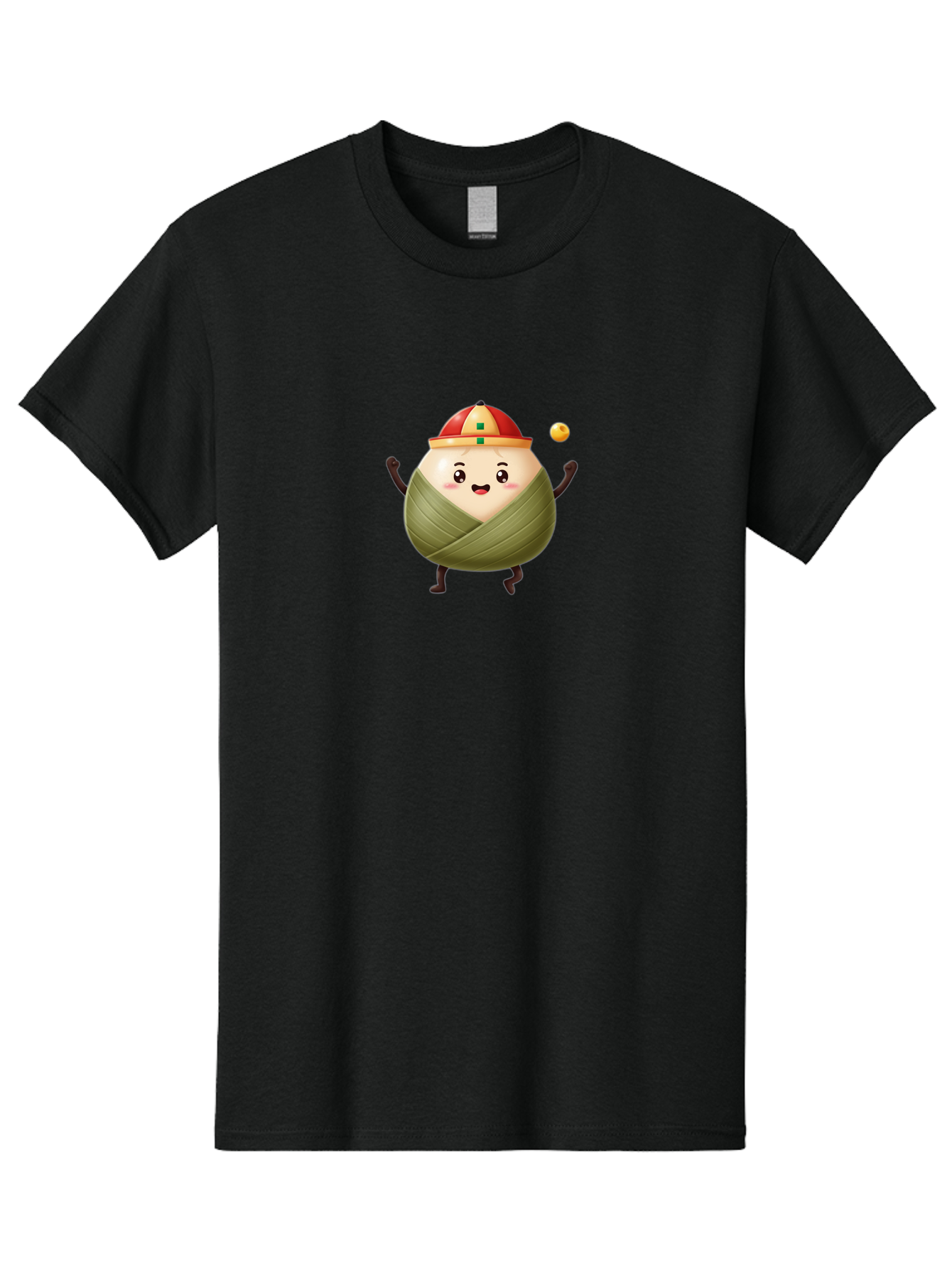 Zongzi-4 Men'S Graphic Tee, 100% Cotton, Comfortable Casual Summer Wear, Machine Washable, Zongzi Character, Dumpling Mascot, Chinese Food, Wrapped Dumpling, Cartoon Character, Playing Ball, Fun Design, Festive Atmosphere, Cultural Icon, Bab605