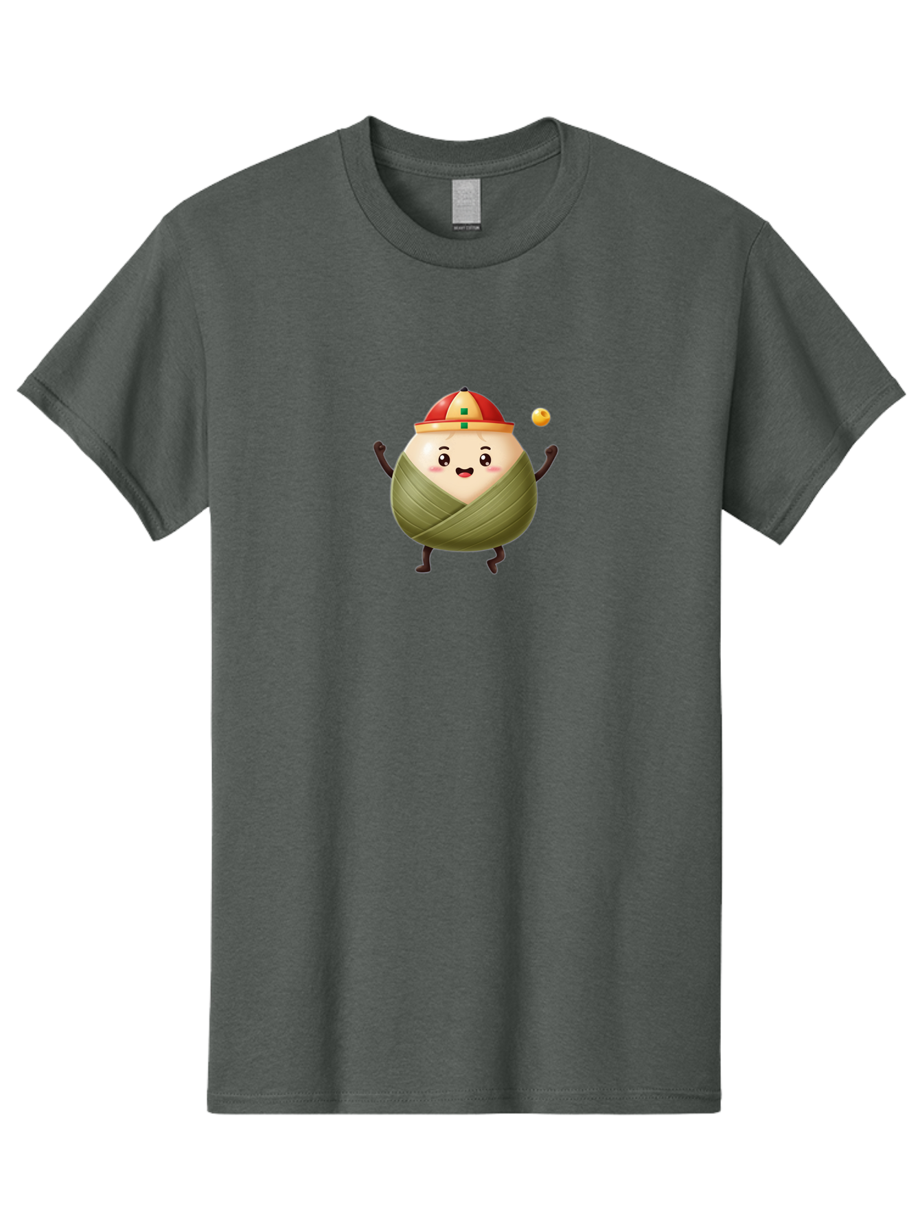 Zongzi-4 Men'S Graphic Tee, 100% Cotton, Comfortable Casual Summer Wear, Machine Washable, Zongzi Character, Dumpling Mascot, Chinese Food, Wrapped Dumpling, Cartoon Character, Playing Ball, Fun Design, Festive Atmosphere, Cultural Icon, Bab605
