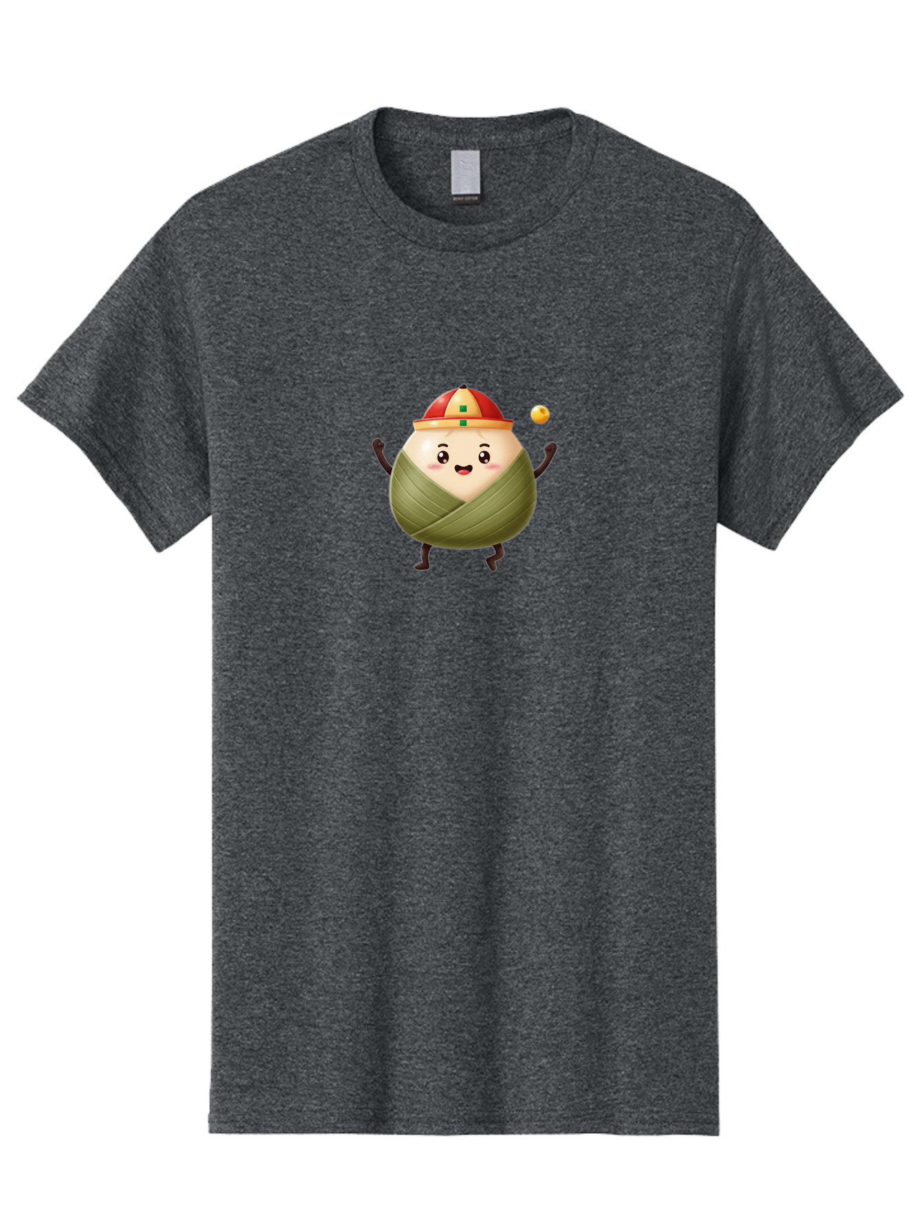 Zongzi-4 Men'S Graphic Tee, 100% Cotton, Comfortable Casual Summer Wear, Machine Washable, Zongzi Character, Dumpling Mascot, Chinese Food, Wrapped Dumpling, Cartoon Character, Playing Ball, Fun Design, Festive Atmosphere, Cultural Icon, Bab605
