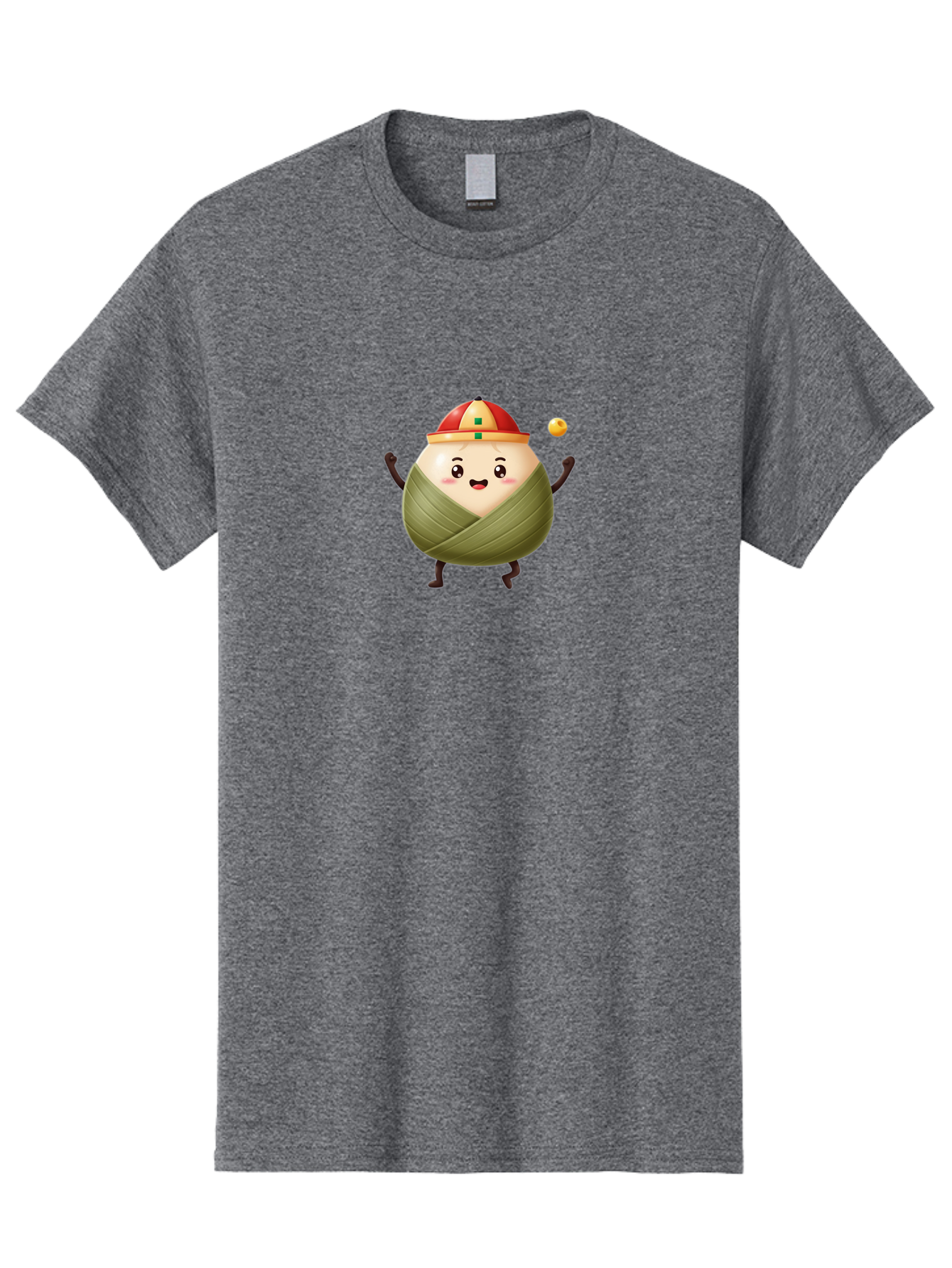 Zongzi-4 Men'S Graphic Tee, 100% Cotton, Comfortable Casual Summer Wear, Machine Washable, Zongzi Character, Dumpling Mascot, Chinese Food, Wrapped Dumpling, Cartoon Character, Playing Ball, Fun Design, Festive Atmosphere, Cultural Icon, Bab605