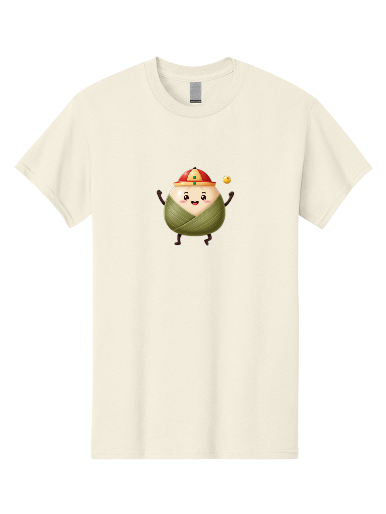 Zongzi-4 Men'S Graphic Tee, 100% Cotton, Comfortable Casual Summer Wear, Machine Washable, Zongzi Character, Dumpling Mascot, Chinese Food, Wrapped Dumpling, Cartoon Character, Playing Ball, Fun Design, Festive Atmosphere, Cultural Icon, Bab605
