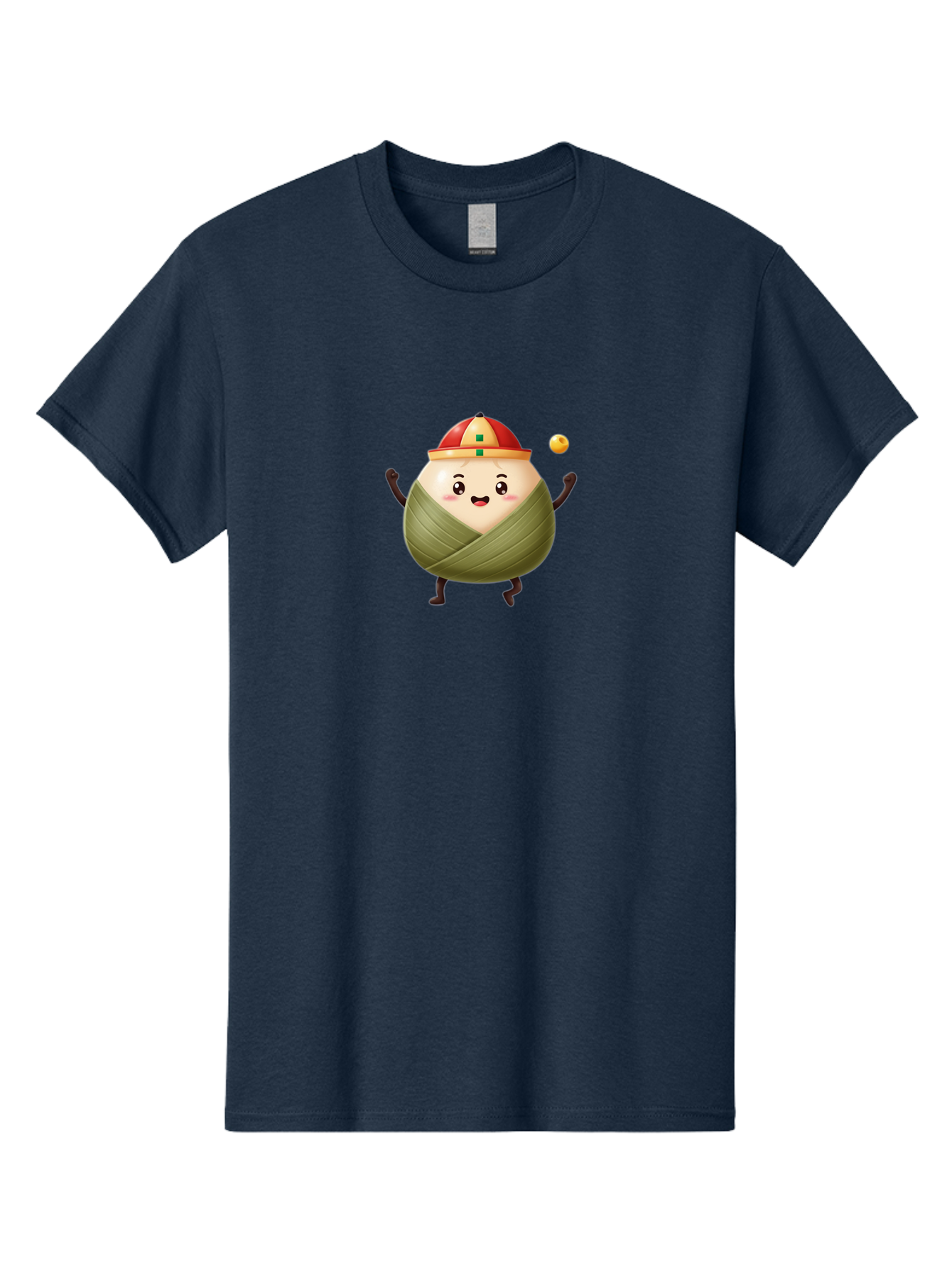 Zongzi-4 Men'S Graphic Tee, 100% Cotton, Comfortable Casual Summer Wear, Machine Washable, Zongzi Character, Dumpling Mascot, Chinese Food, Wrapped Dumpling, Cartoon Character, Playing Ball, Fun Design, Festive Atmosphere, Cultural Icon, Bab605