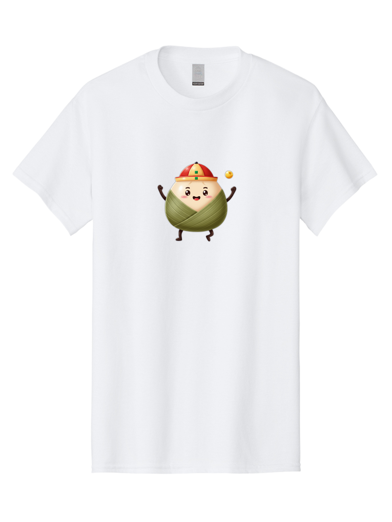 Zongzi-4 Men'S Graphic Tee, 100% Cotton, Comfortable Casual Summer Wear, Machine Washable, Zongzi Character, Dumpling Mascot, Chinese Food, Wrapped Dumpling, Cartoon Character, Playing Ball, Fun Design, Festive Atmosphere, Cultural Icon, Bab605