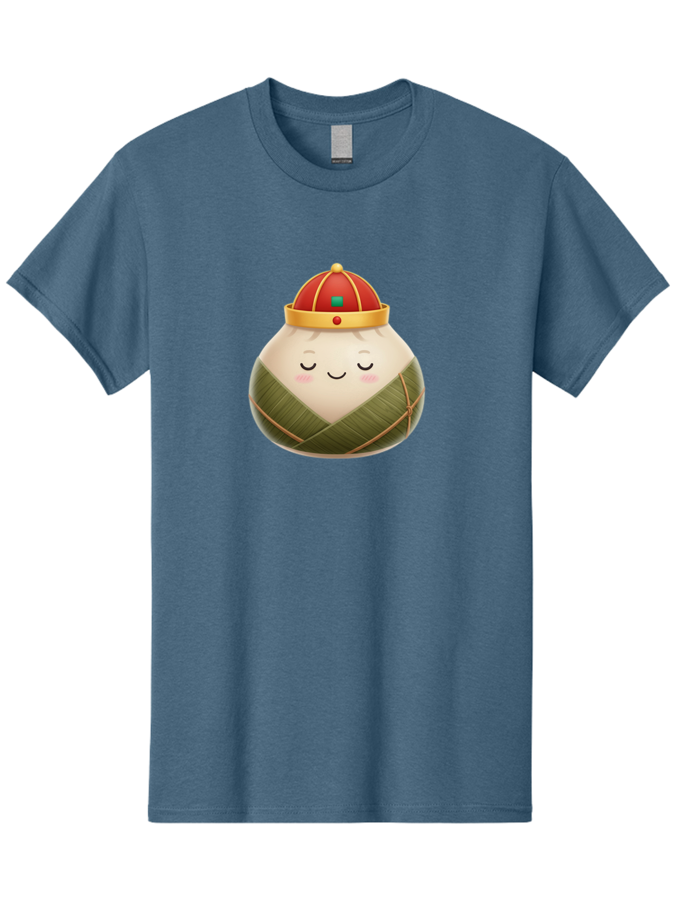 Zongzi-Dumpling-1 Men'S Graphic Tee, 100% Cotton, Comfortable Casual Summer Wear, Machine Washable, Traditional Chinese Food, Rice Dumpling, Wrapped In Bamboo Leaves, Festive Food, Cartoon Character, Smiling Face, Sleeping Expression, Bab607