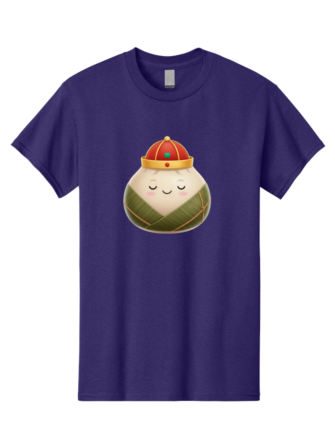 Zongzi-Dumpling-1 Men'S Graphic Tee, 100% Cotton, Comfortable Casual Summer Wear, Machine Washable, Traditional Chinese Food, Rice Dumpling, Wrapped In Bamboo Leaves, Festive Food, Cartoon Character, Smiling Face, Sleeping Expression, Bab607