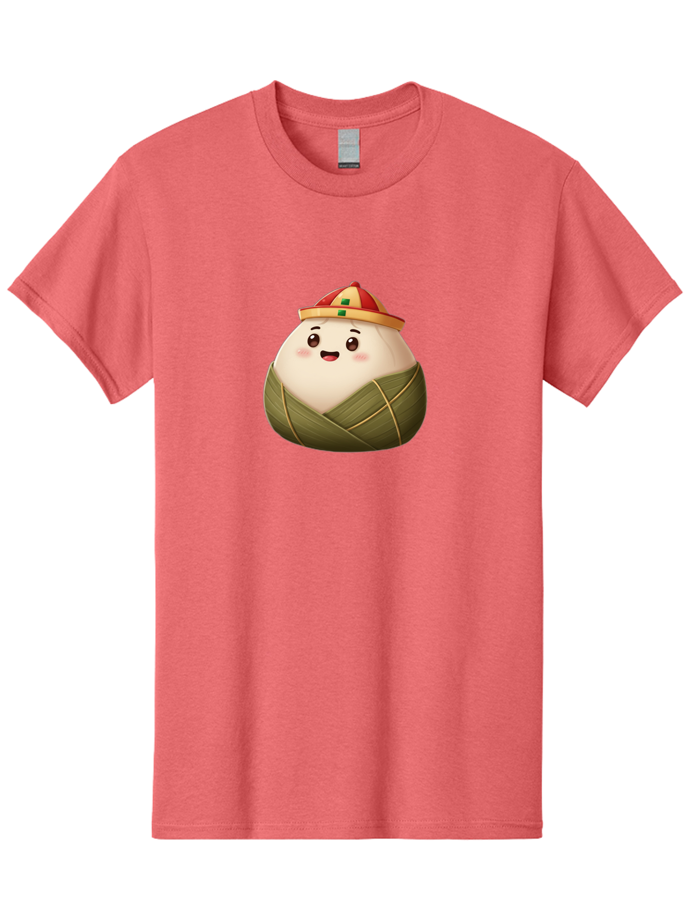 Zongzi-Dumpling Men'S Graphic Tee, 100% Cotton, Comfortable Casual Summer Wear, Machine Washable, Cartoon Dumpling, Kawaii Food, Chinese Cuisine, Zongzi, Traditional Dish, Festive Food, Glutinous Rice Dumpling, Asian Culture, Happy Face, Bab608