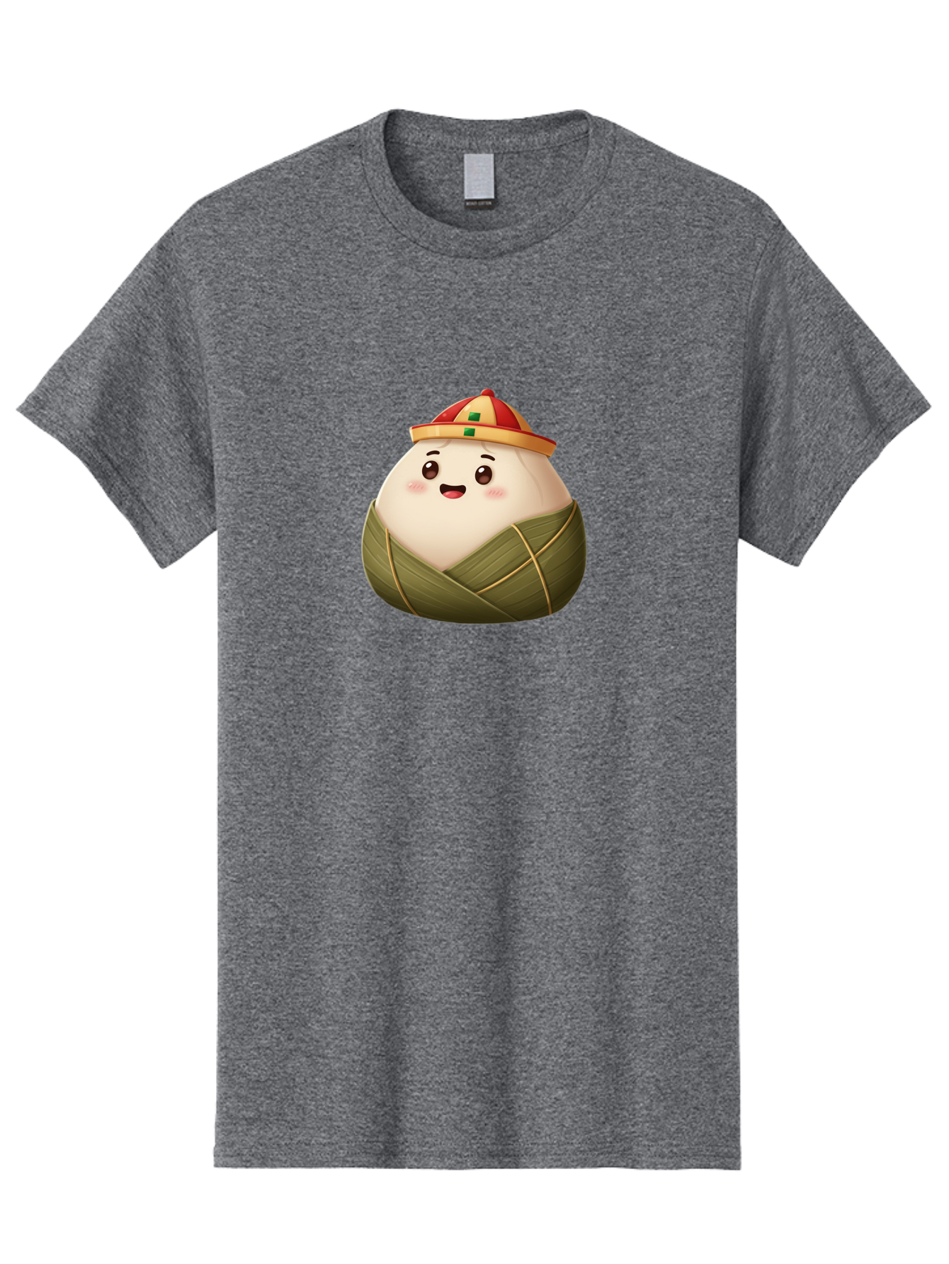 Zongzi-Dumpling Men'S Graphic Tee, 100% Cotton, Comfortable Casual Summer Wear, Machine Washable, Cartoon Dumpling, Kawaii Food, Chinese Cuisine, Zongzi, Traditional Dish, Festive Food, Glutinous Rice Dumpling, Asian Culture, Happy Face, Bab608
