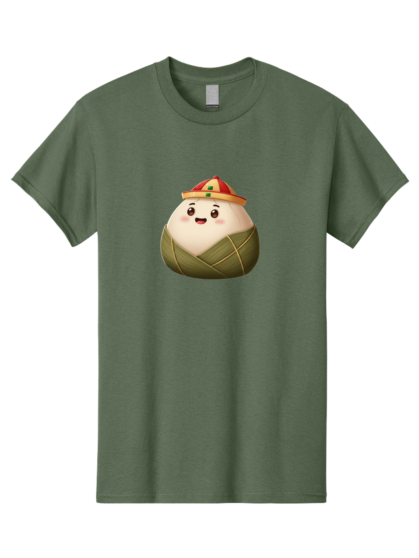 Zongzi-Dumpling Men'S Graphic Tee, 100% Cotton, Comfortable Casual Summer Wear, Machine Washable, Cartoon Dumpling, Kawaii Food, Chinese Cuisine, Zongzi, Traditional Dish, Festive Food, Glutinous Rice Dumpling, Asian Culture, Happy Face, Bab608