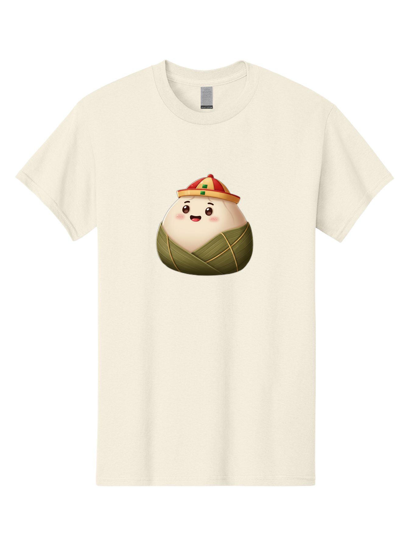 Zongzi-Dumpling Men'S Graphic Tee, 100% Cotton, Comfortable Casual Summer Wear, Machine Washable, Cartoon Dumpling, Kawaii Food, Chinese Cuisine, Zongzi, Traditional Dish, Festive Food, Glutinous Rice Dumpling, Asian Culture, Happy Face, Bab608