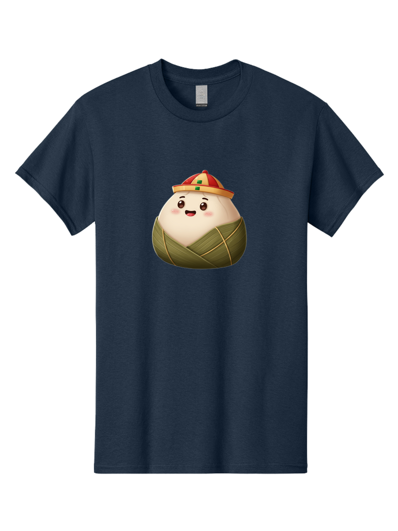 Zongzi-Dumpling Men'S Graphic Tee, 100% Cotton, Comfortable Casual Summer Wear, Machine Washable, Cartoon Dumpling, Kawaii Food, Chinese Cuisine, Zongzi, Traditional Dish, Festive Food, Glutinous Rice Dumpling, Asian Culture, Happy Face, Bab608